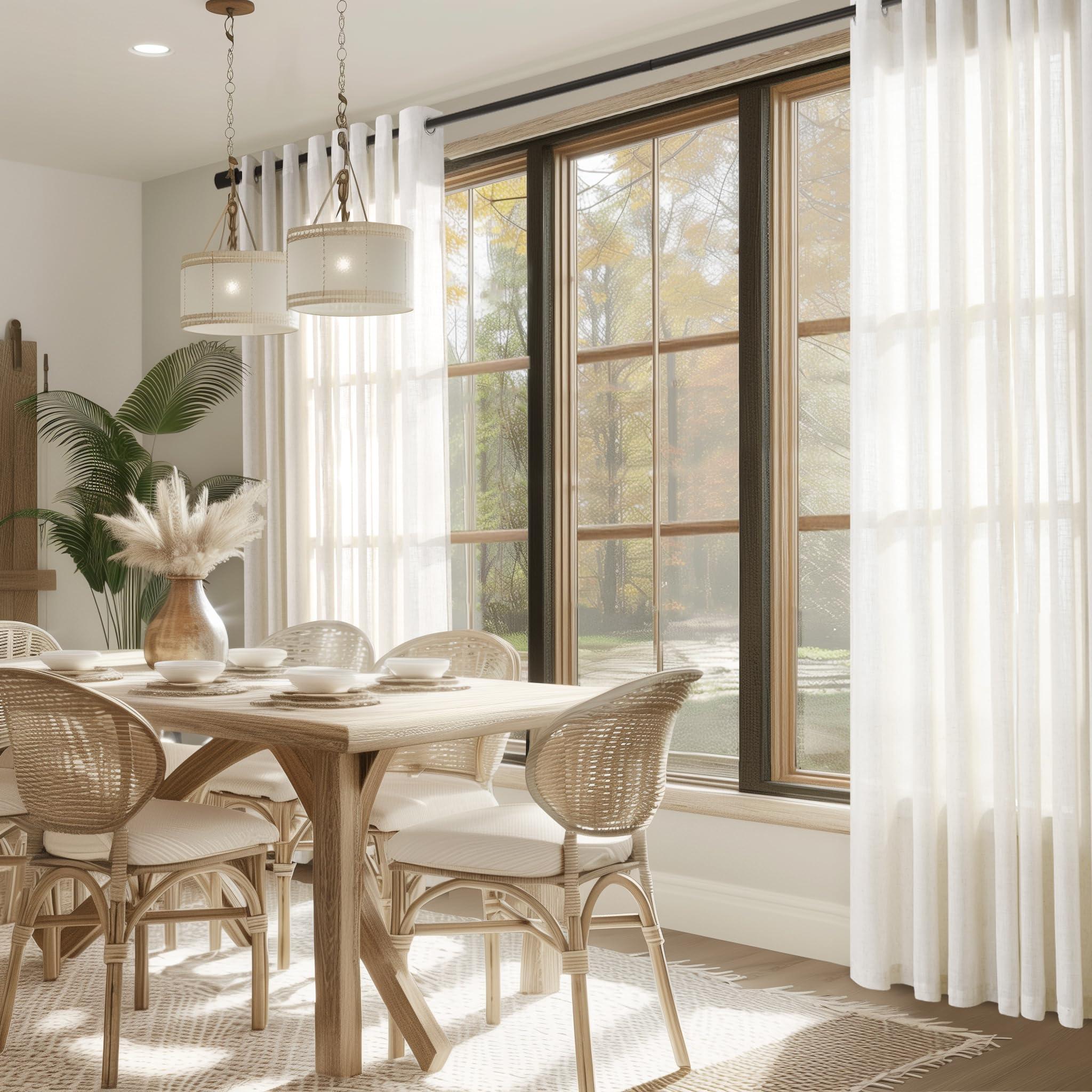 Jowels Natural Cream Linen Curtains 84 Inch Length 2 Panels for Living Room Bedroom, Light Filtering Sheer Curtains 84 Inches, Modern Farmhouse Grommet Semi Sheer Soft Privacy Drapes - Image 7
