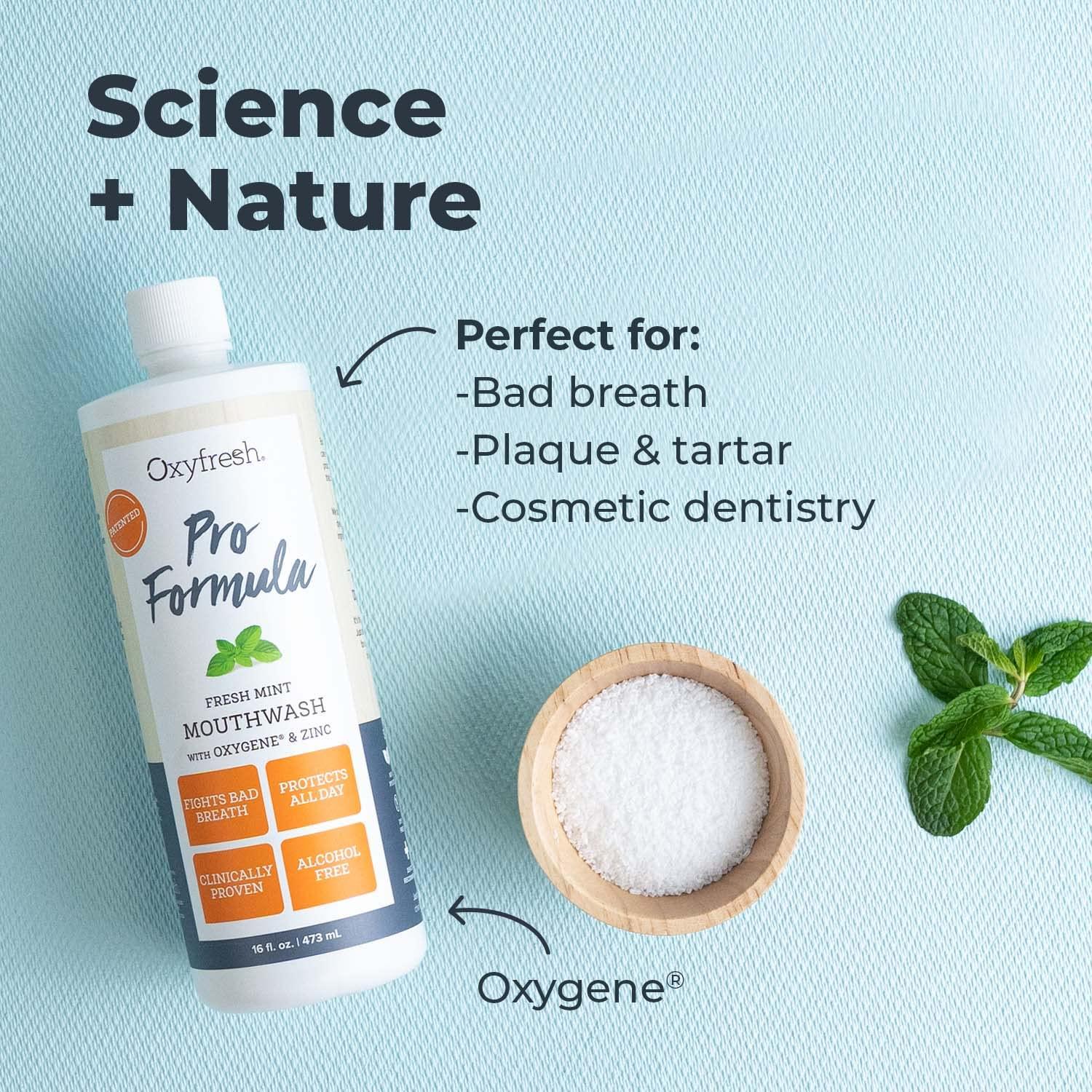 Oxyfresh Premium Pro Formula Fresh Mint Mouthwash – Patented Zinc Mouthrinse for All Day Fresh Breath & Healthy Gums – Refreshing & Alcohol Free Mouthwash | 16oz - Image 4