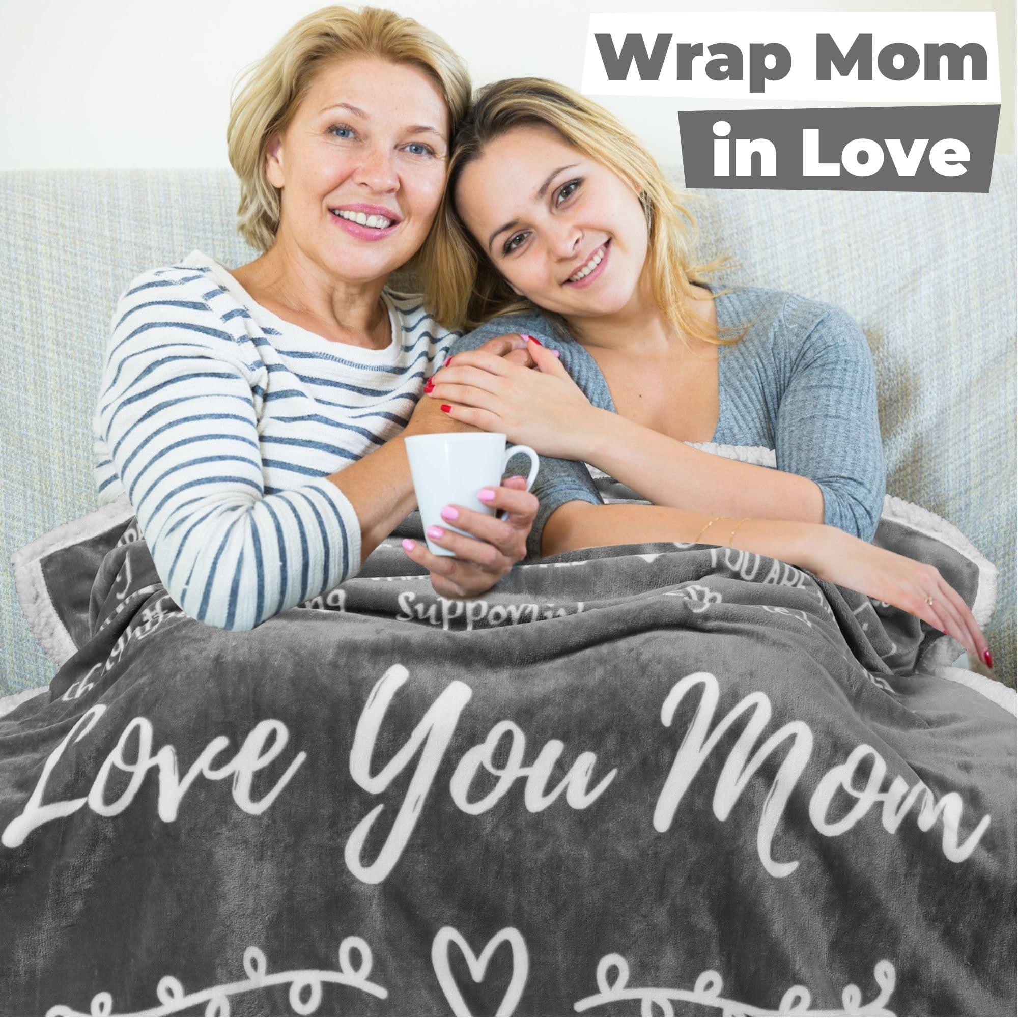 FILO ESTILO Mom Gifts for Birthday, Mothers Day Throw Blanket from Daughter or Son, Thoughtful, Unique, Quality Presents to Say Love You, 60x50 Inches (Grey, Sherpa) - Image 3