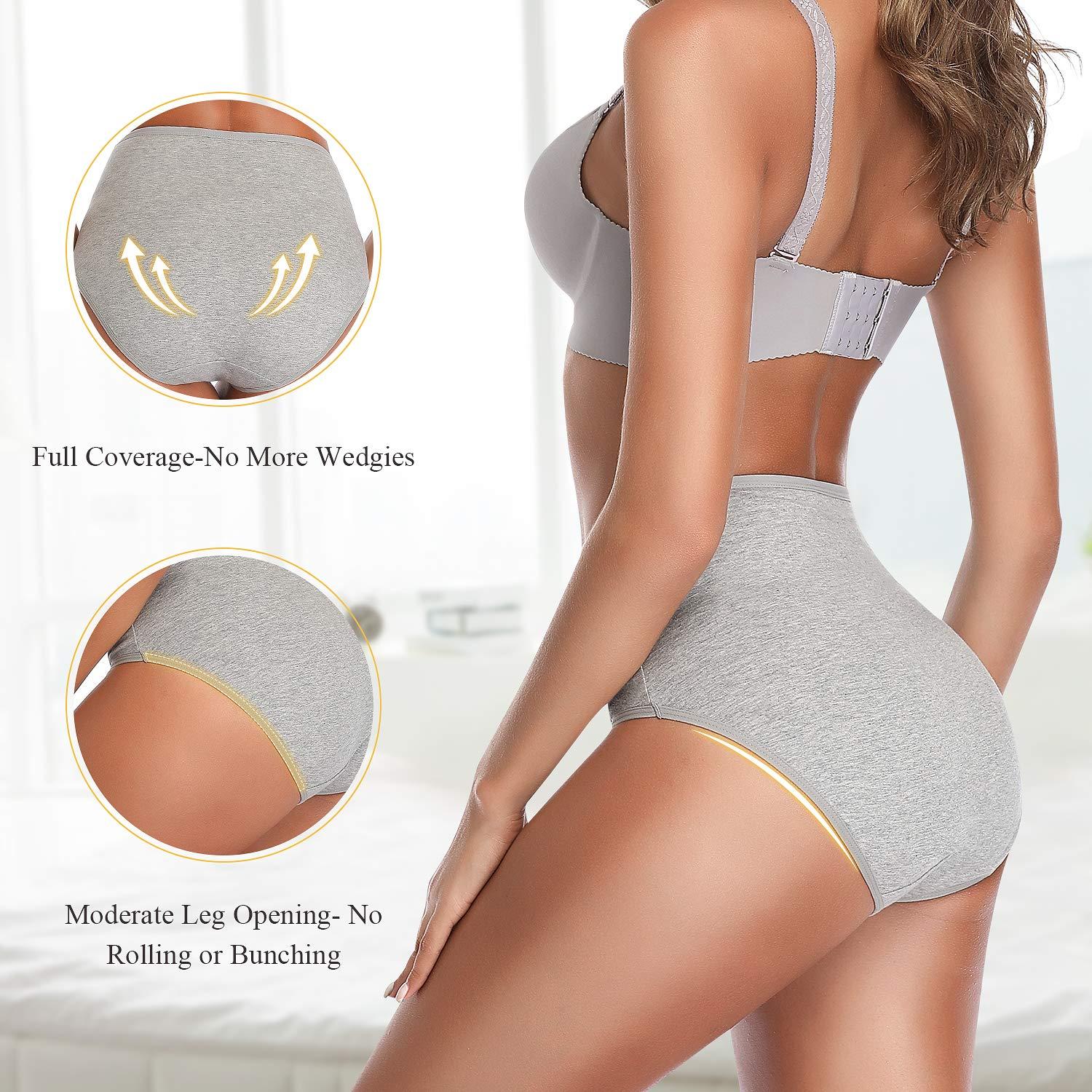 Womens Underwear,Cotton Mid Waist No Muffin Top Full Coverage Brief Ladies Panties Lingerie Undergarments for Women Multipack - Image 3