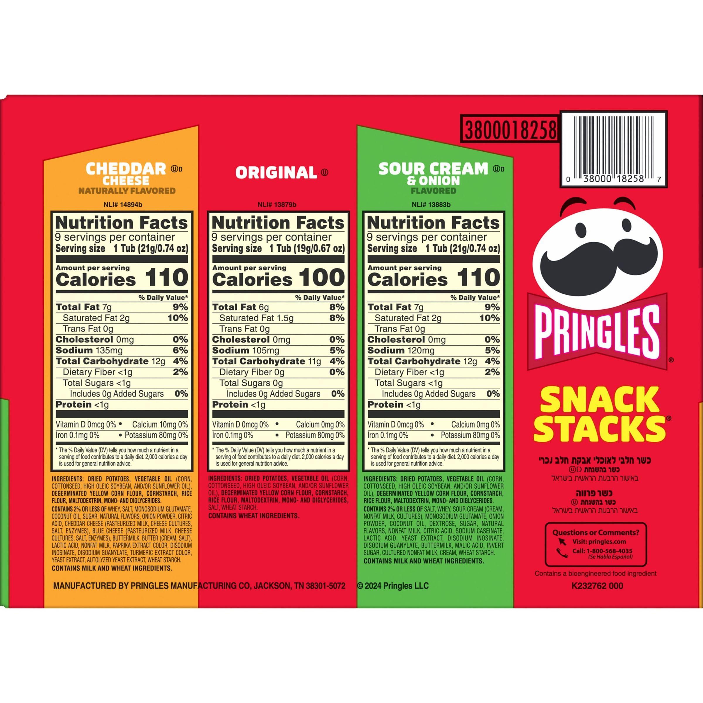 Pringles Potato Crisps Chips, On-the-Go Snacks, Snack Stacks, Variety Pack, 19.3oz Box (27 Cups)​​ - Image 3
