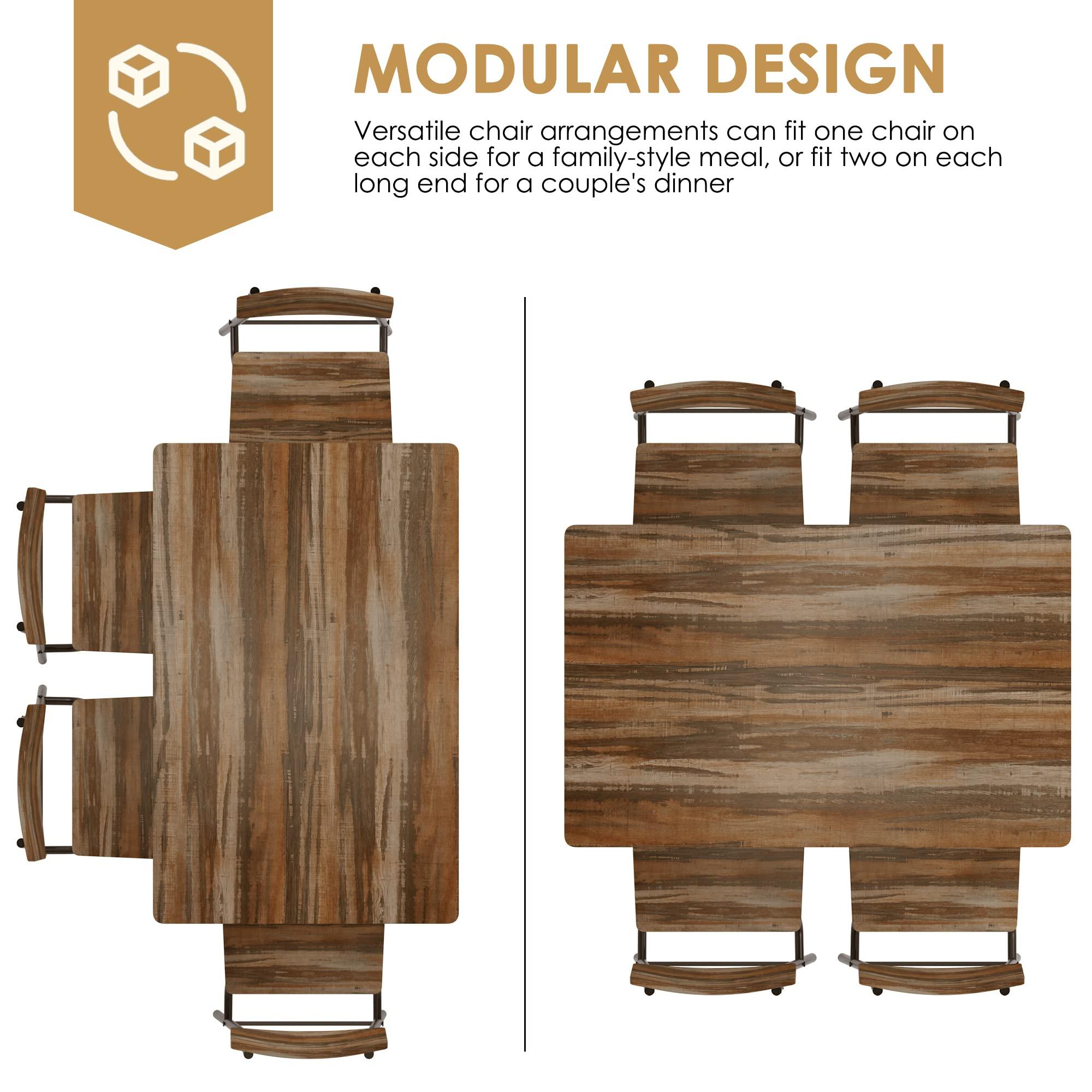 soges 5 Piece Dining Table Set for 4 Person, Kitchen Dinette Sets with 4 Chairs, Kitchen Table and 4 Chair Set with Storage Rack, Modern Dining Room Set with Wooden Top and Metal Legs - Image 8