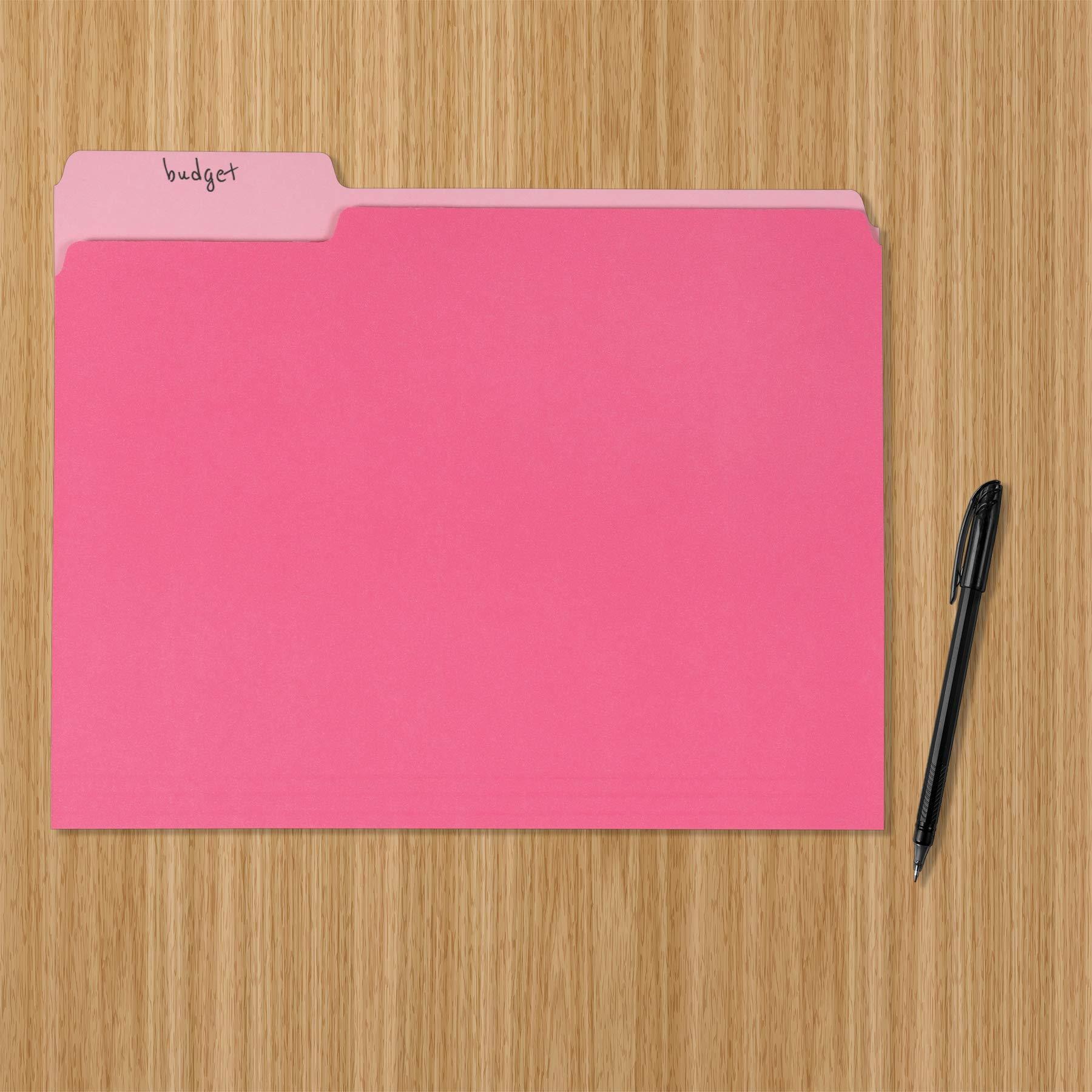 Amazon Basics File Folders, Letter Size, 1/3 Cut Tab, Pink, 36-Pack - Image 2