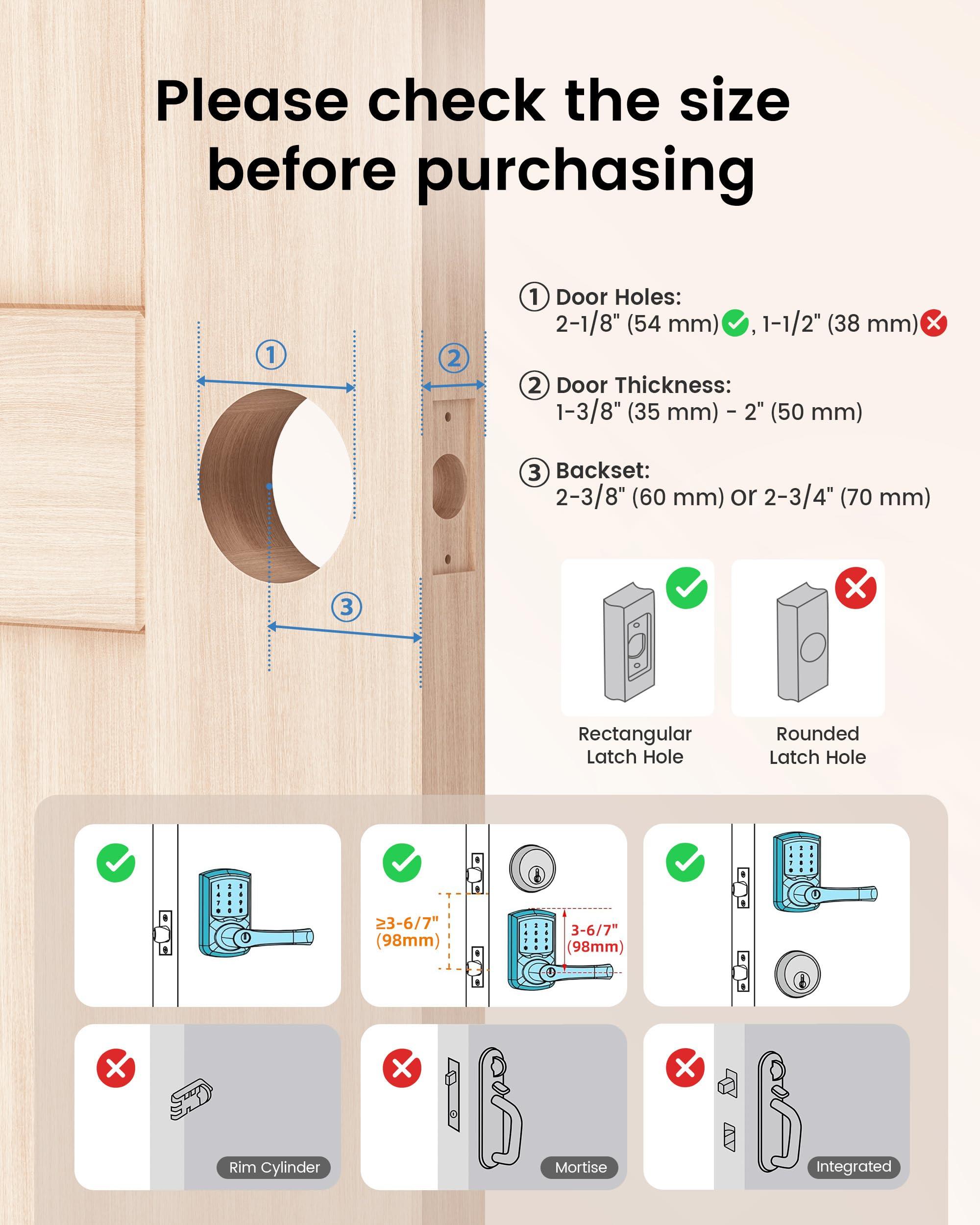 HIDALIFE Keyless Entry Door Lock with Keypad and Handle for Front Doors, Touchscreen, Anti-peep Password, Auto-Locking, Matte Black - Image 5