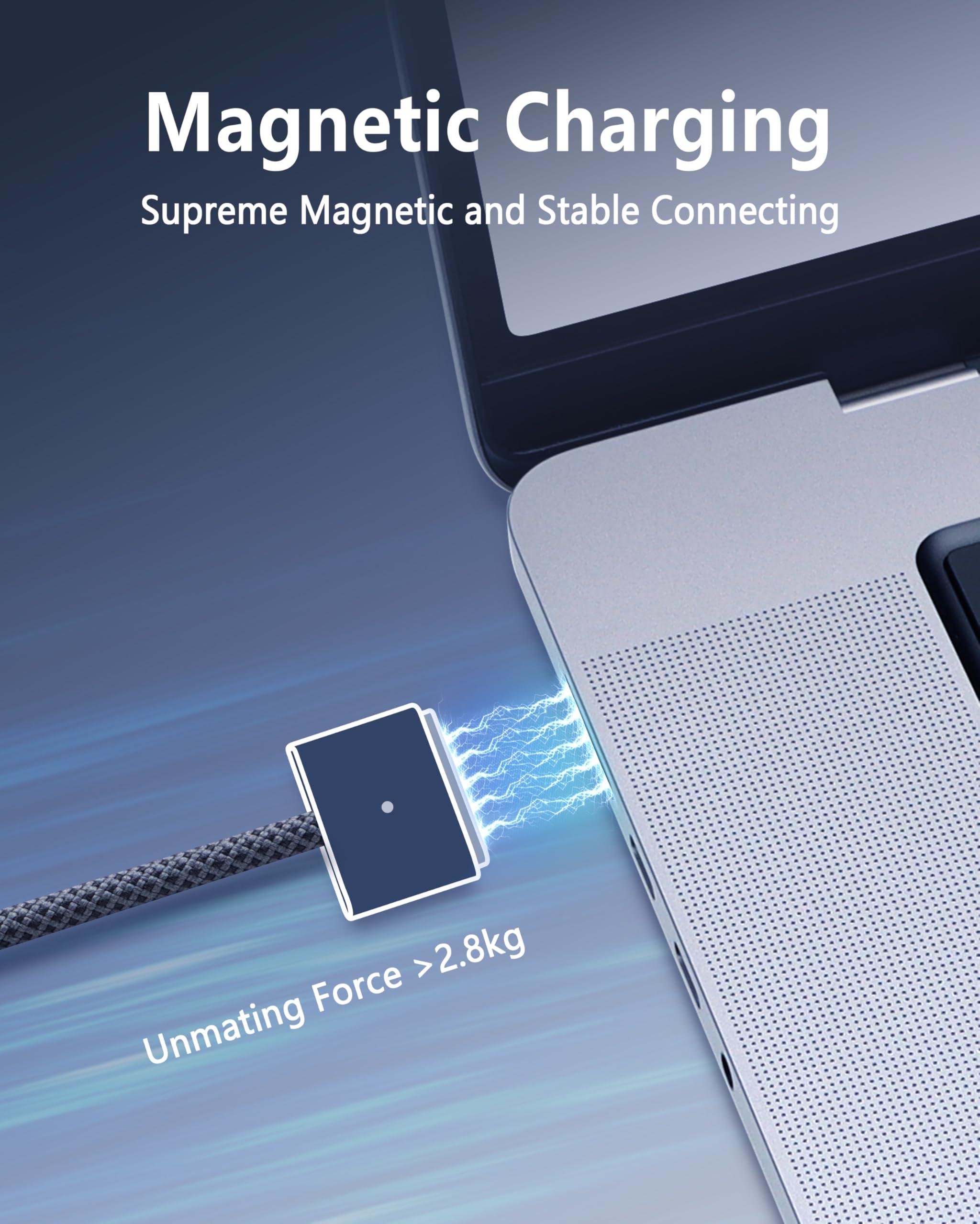 DERLULU USB-C to Magnetic 3 Fast Charging Cable (2 m/6.6 ft), USB C Cable Compatible with MacBook Air (15''/13'' M3 2024, 15" M2 2023, 13" M2 2022), MacBook Pro (16"/14" 2023/2021), Midnight Blue - Image 2