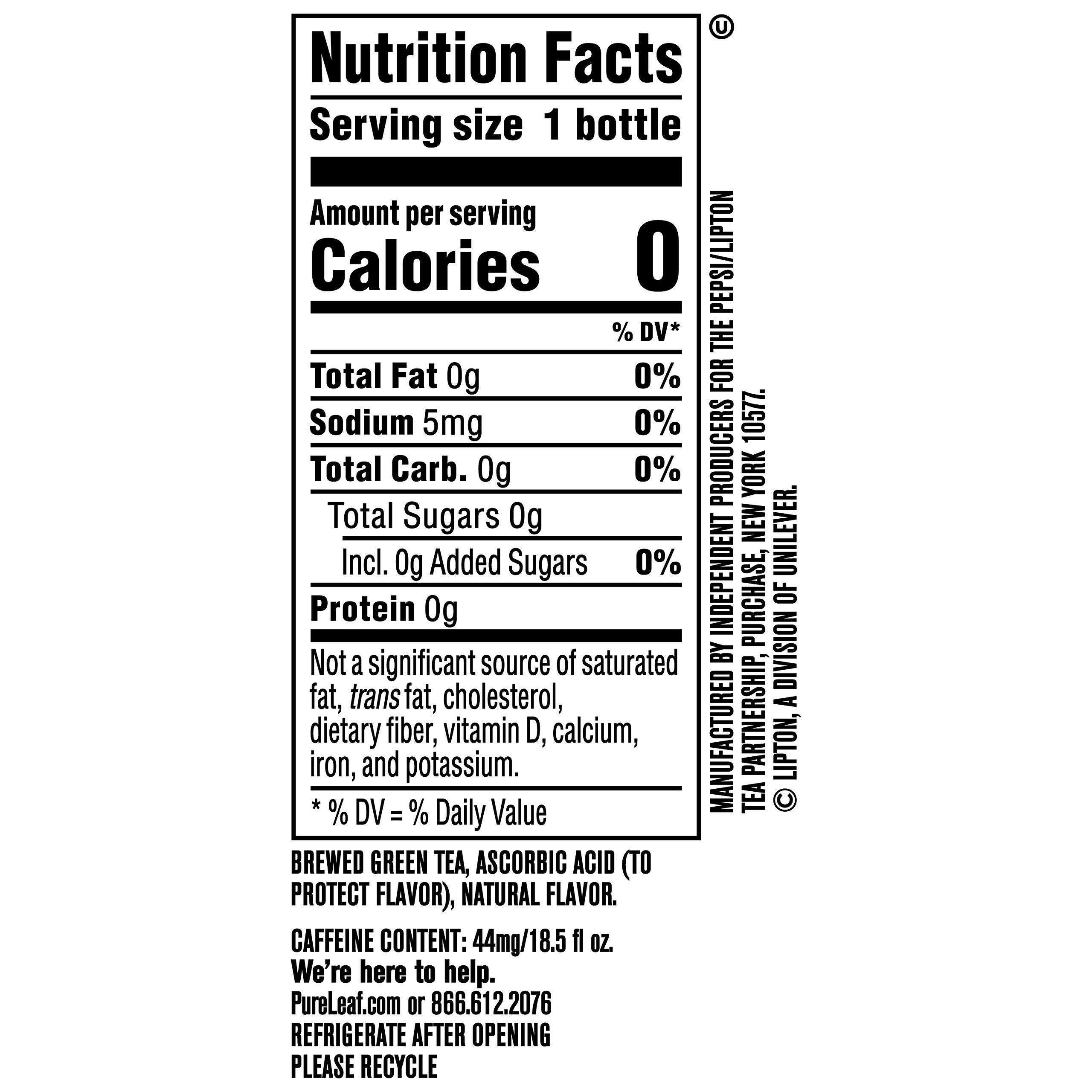 Pure Leaf Iced Tea, Unsweetened Green Tea, 18.5 fl Oz Bottles (Pack of 12) - Image 2