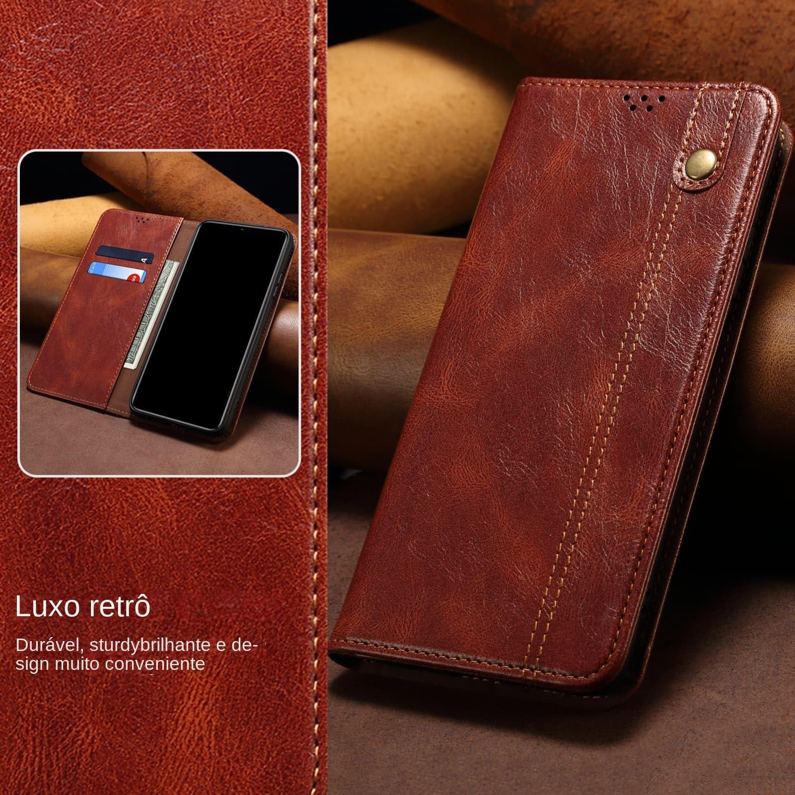 GuluGuru for iPhone 16 Pro Max Waxy Leather Phone Case, Retro Oil Wax Style with Stitching Folio Flip Ultra Thin Slim Magnetic Cover, Multi Hidden Credit Card Holder Cash Slot, Stand Support - Image 5