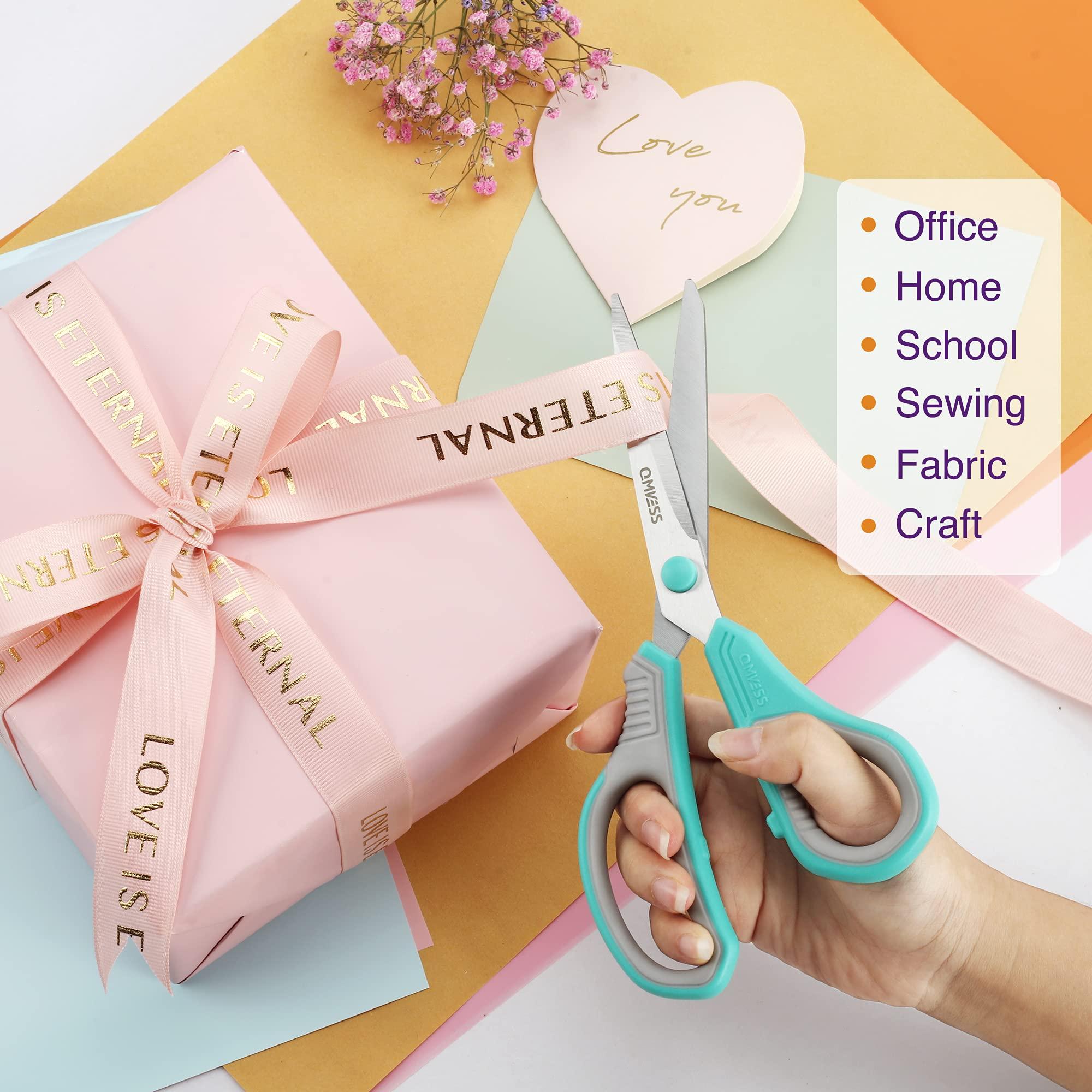 QMVESS 8.5" Scissors All Purpose 3 Pack, Ultra Sharp 2.5mm Thick Blade Scissors for Office, Professional Ergonomic Comfort Grip for Office School Home Fabric Sewing DIY Craft Cutting General Use - Image 2