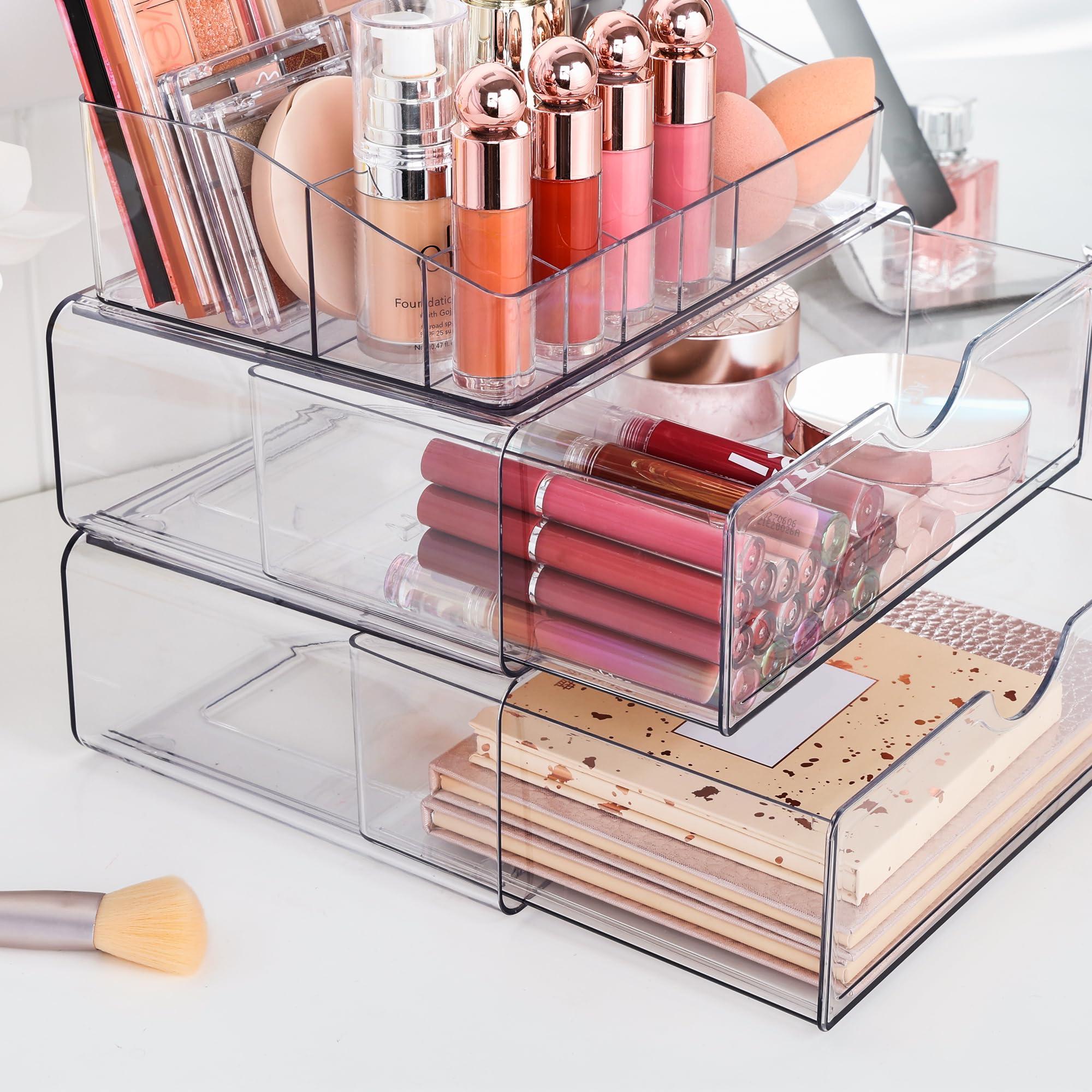 Vtopmart 3 Tier Clear Makeup Organizer with Drawer, Cosmetic Storage for Dresser Countertop and Bathroom Vanity, Beauty Holder for Lipstick Brush Skincare - Image 7