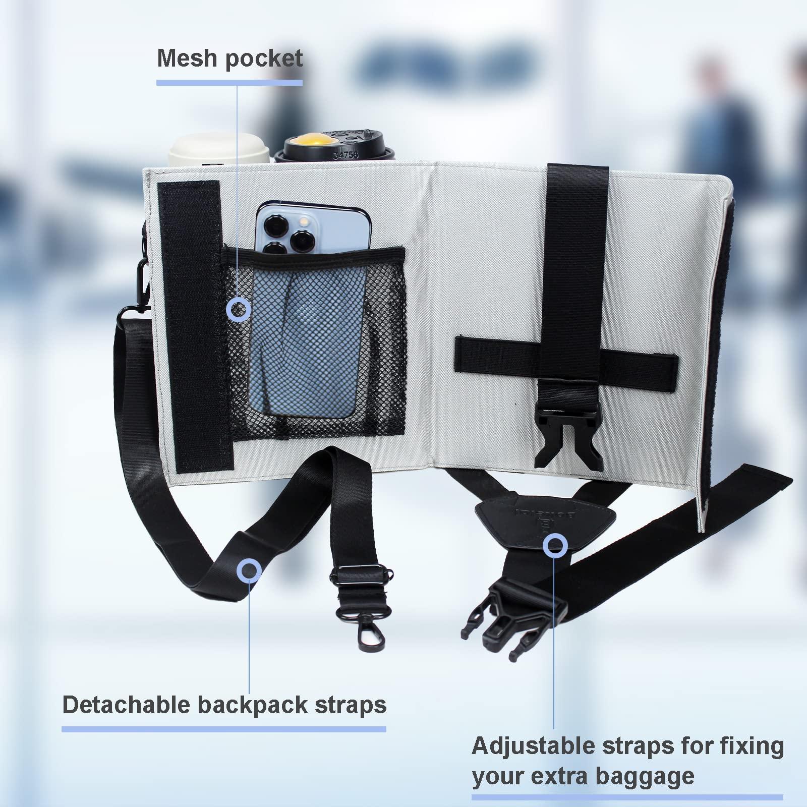 Luggage Travel Cup Holder with Luggage Straps Free Hand Drink Caddy Beverage Holder Travel Accessories Gift for Flight Attendants Businessmen Travelers Fits Roll on Suitcase Handles Light Grey - Image 4
