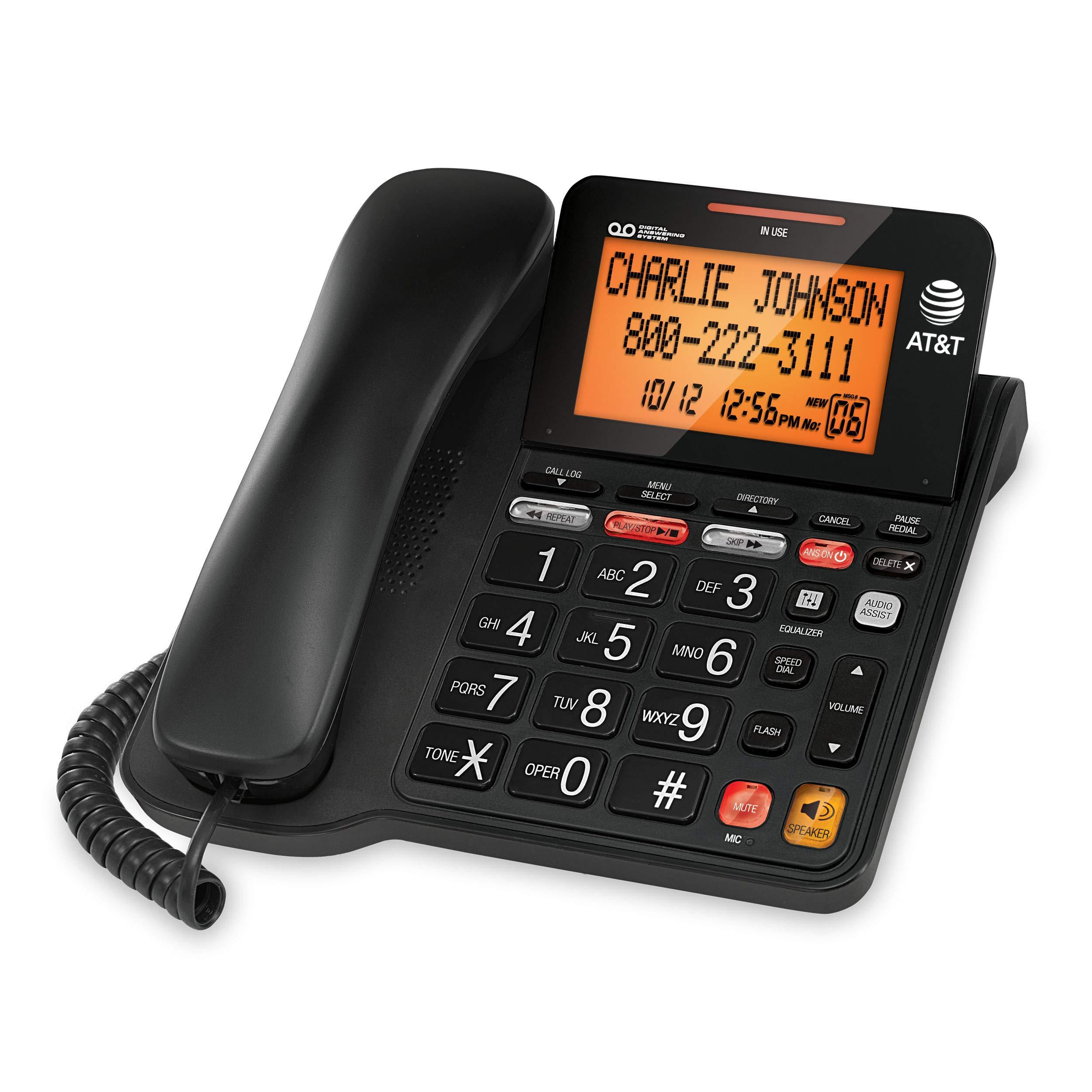 AT&T CD4930 Corded Phone with Digital Answering System and Caller ID, Extra-Large Tilt Display & Buttons, Black - Image 3
