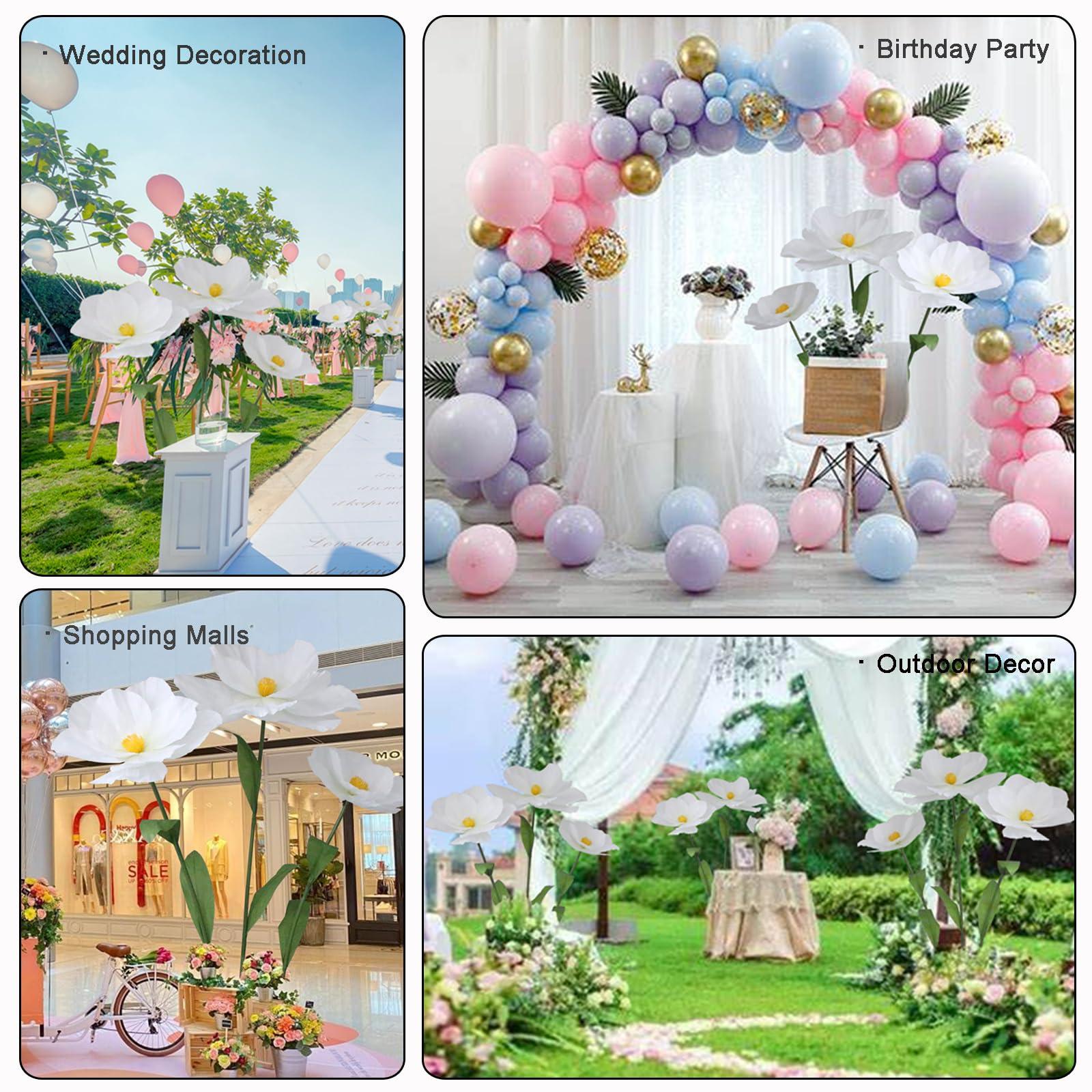 5.9 Ft Large Paper Artificial Flowers,Giant Flowers for Decoration,Standing Huge Handcrafted Poppy Flowers for Garden,Hotel,Office,Photography Props,Wedding,Art Gallery,Shop Window Display(B-Blue) - Image 5