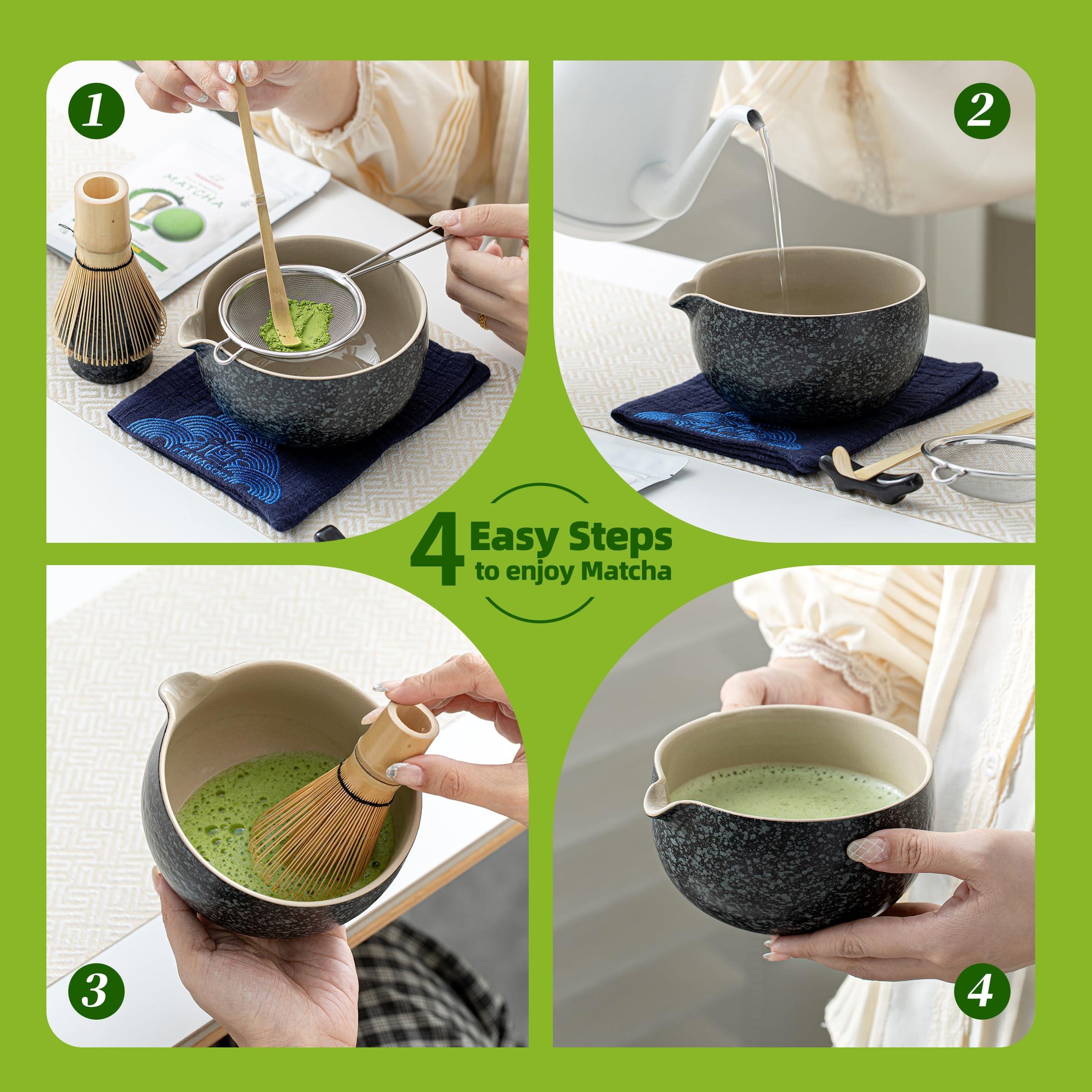 TEANAGOO 9 Pcs Matcha Whisk Set,Ceramic Matcha Set,Matcha Kit for Ceremony,Matcha Tea Set for Making Breakfast/Matcha Latte,Matcha Whisk and Bowl Set with 2 Matcha Cups(7.2oz),Gift for Matcha Lover - Image 8