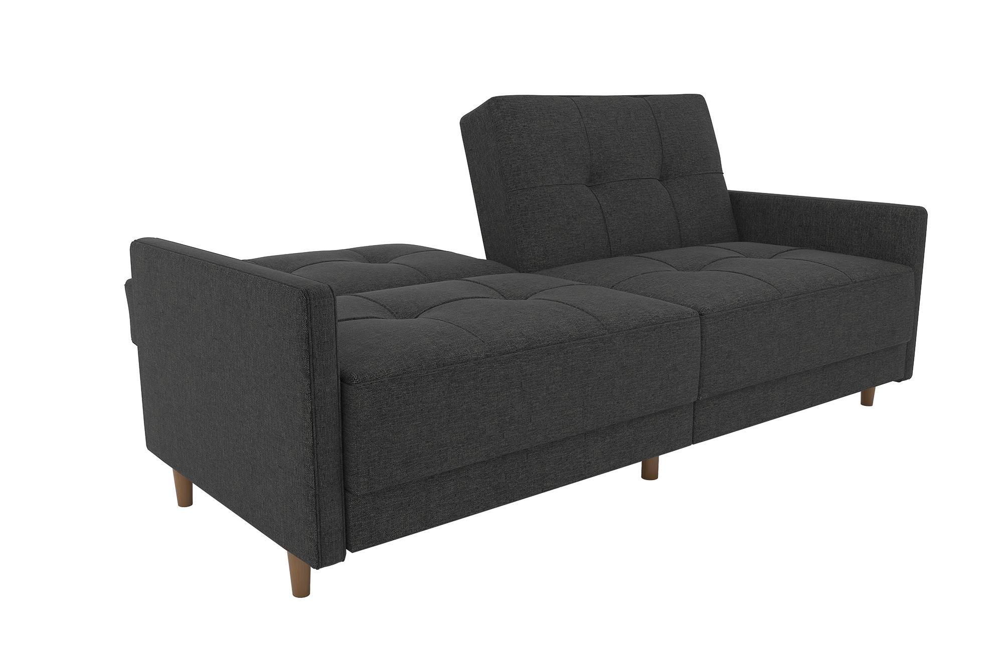 DHP Andora 76 Inch Futon Sofa Bed, Modern Upholstered Couch Sleeper with Button Tufted Back and Seat, Full, Grey - Image 7