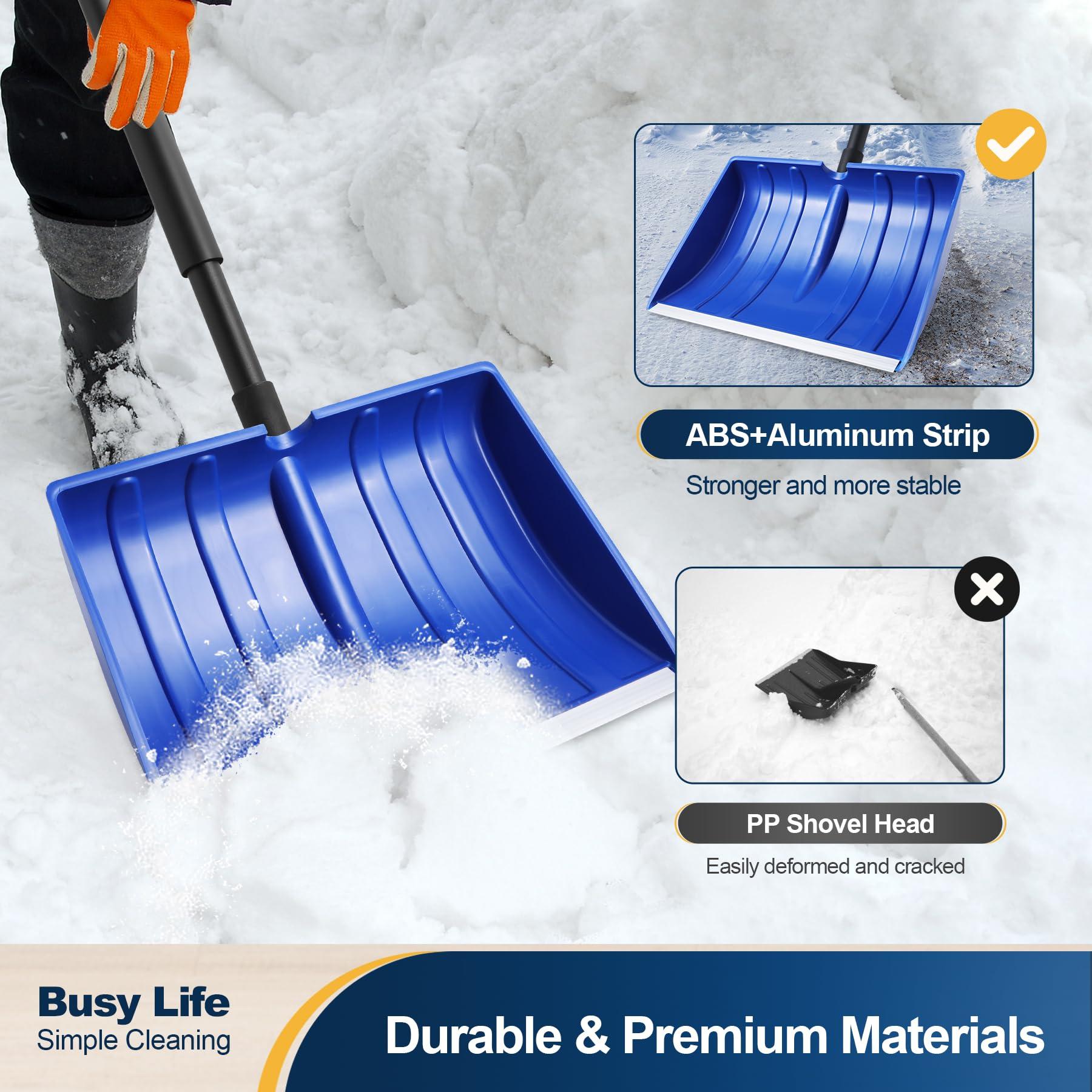 Yocada Snow Shovel for Driveway Home Garage Snow Removal with D-Grip Handle Aluminum Strip 48 inch Long Large Capacity Shovel for Garden Car Camping Outdoor - Image 5