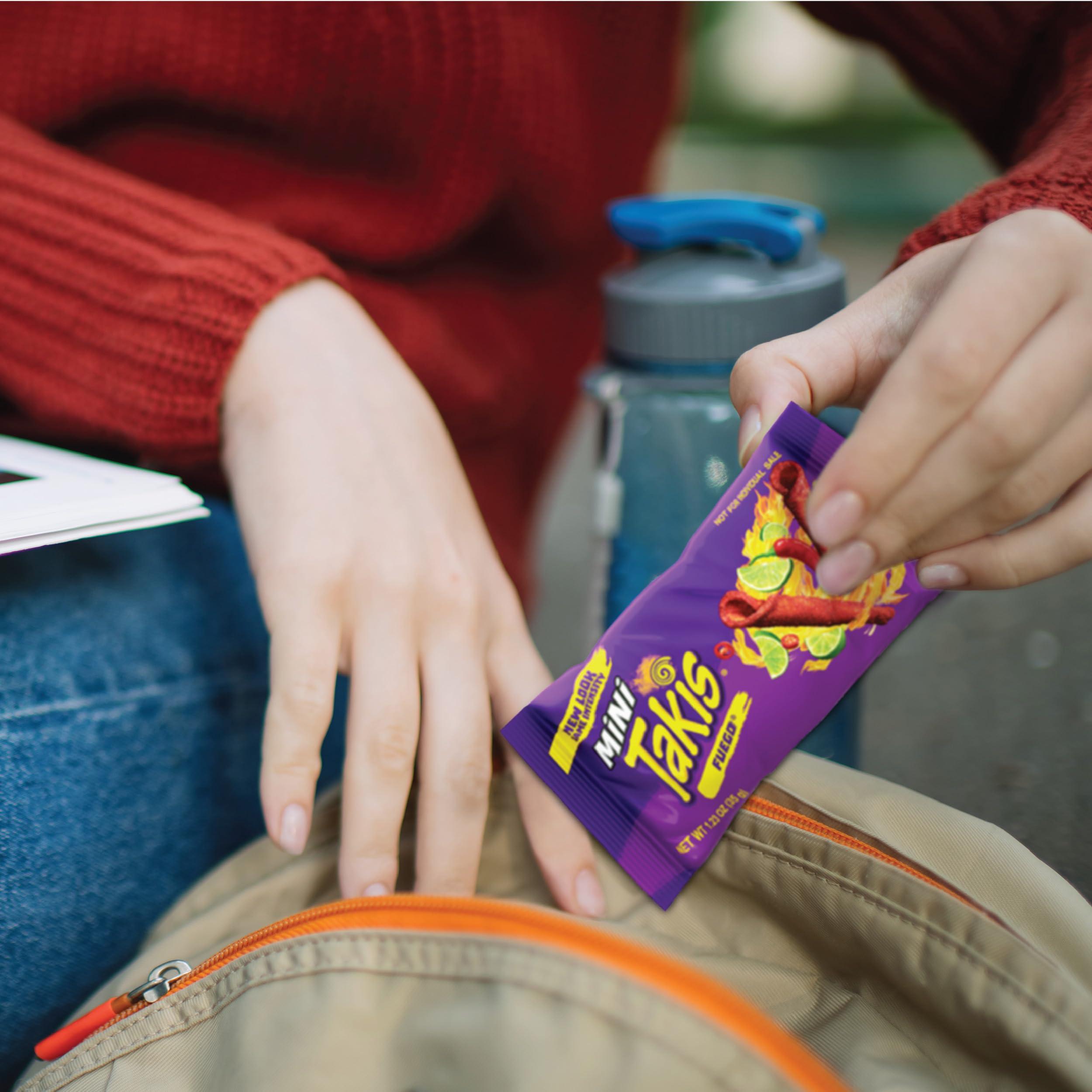 Takis Fuego Mini 25 pc / 1.23 oz Bite Size Multipack, Hot Chili Pepper & Lime Flavored Extreme Spicy Rolled Tortilla Chips - Image 5