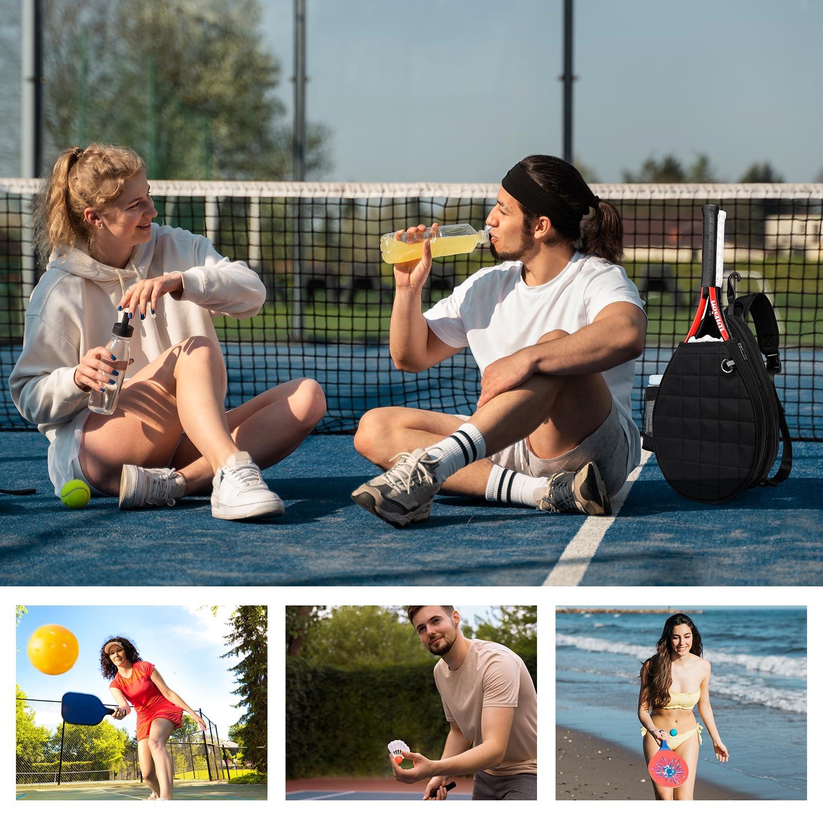 KAVIGOR Tennis Bag, Tennis Backpack Holds 2 Rackets, Quilted Crossbody Sling Bag, Waterproof Pickleball Bags with Safety Pocket for Women and Men - Image 7