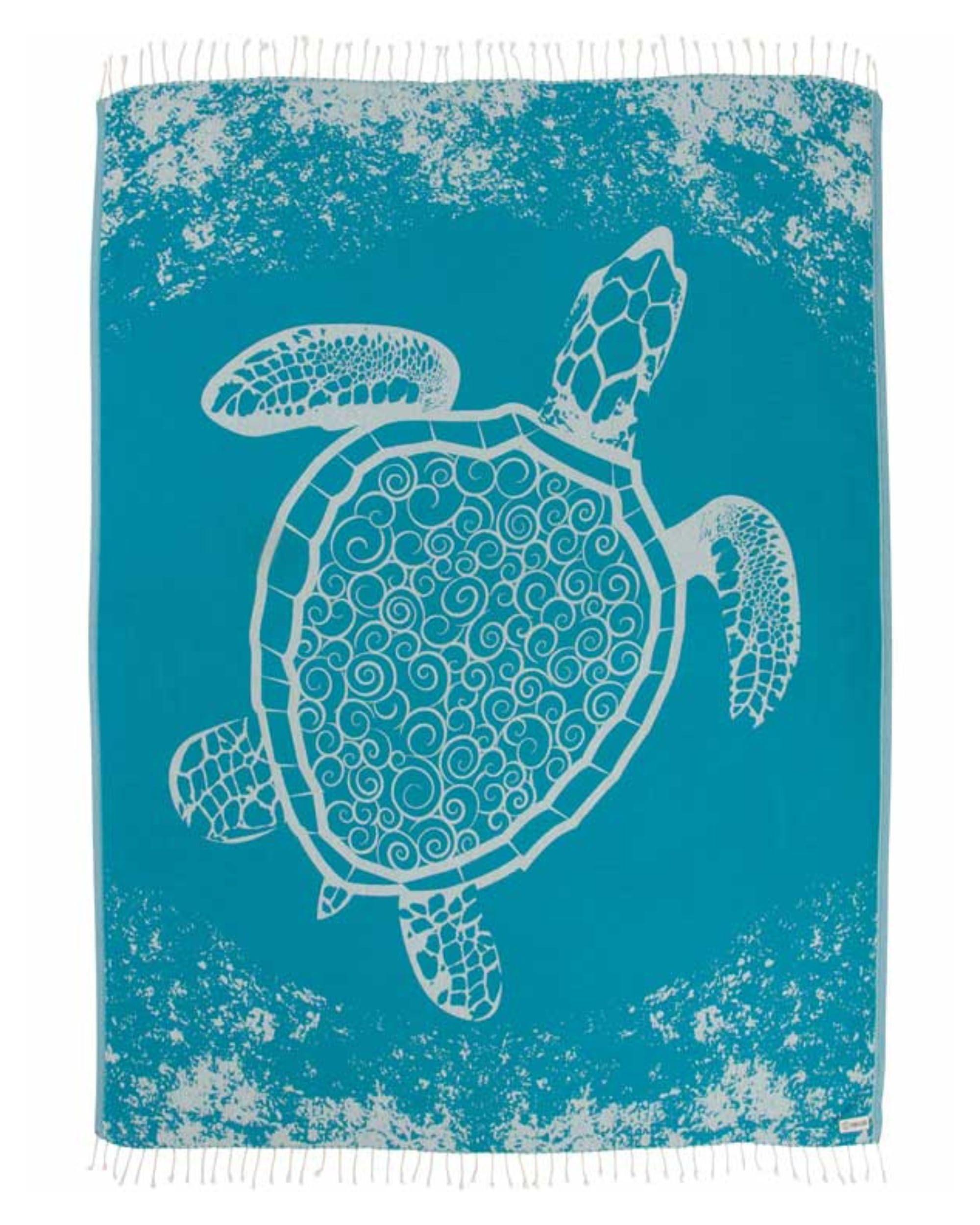 Sand Cloud Extra Large Turkish Beach Towel - Free 100% Organic Cotton Yarn Quick Dry for Beach, Picnic, Blanket or Bath As Seen on Shark Tank Marine Life (Crush Turtle Teal)