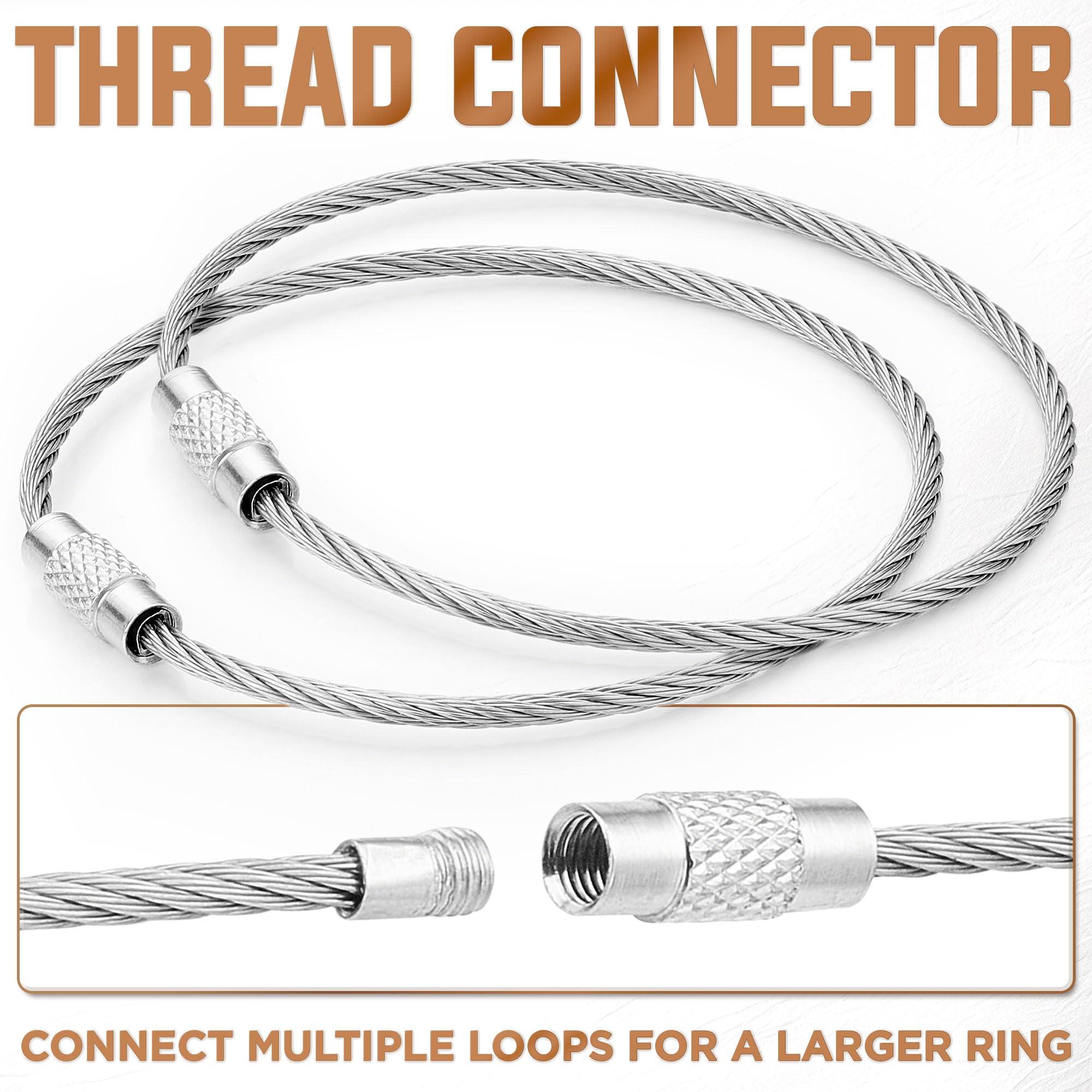 BlueCosto Wire Keychain Cable - 2mm Thick Stainless Steel Keyring Wire Loops w/Secure Screw Lock for Hanging Luggage Tags & Organizing Keys - Image 6