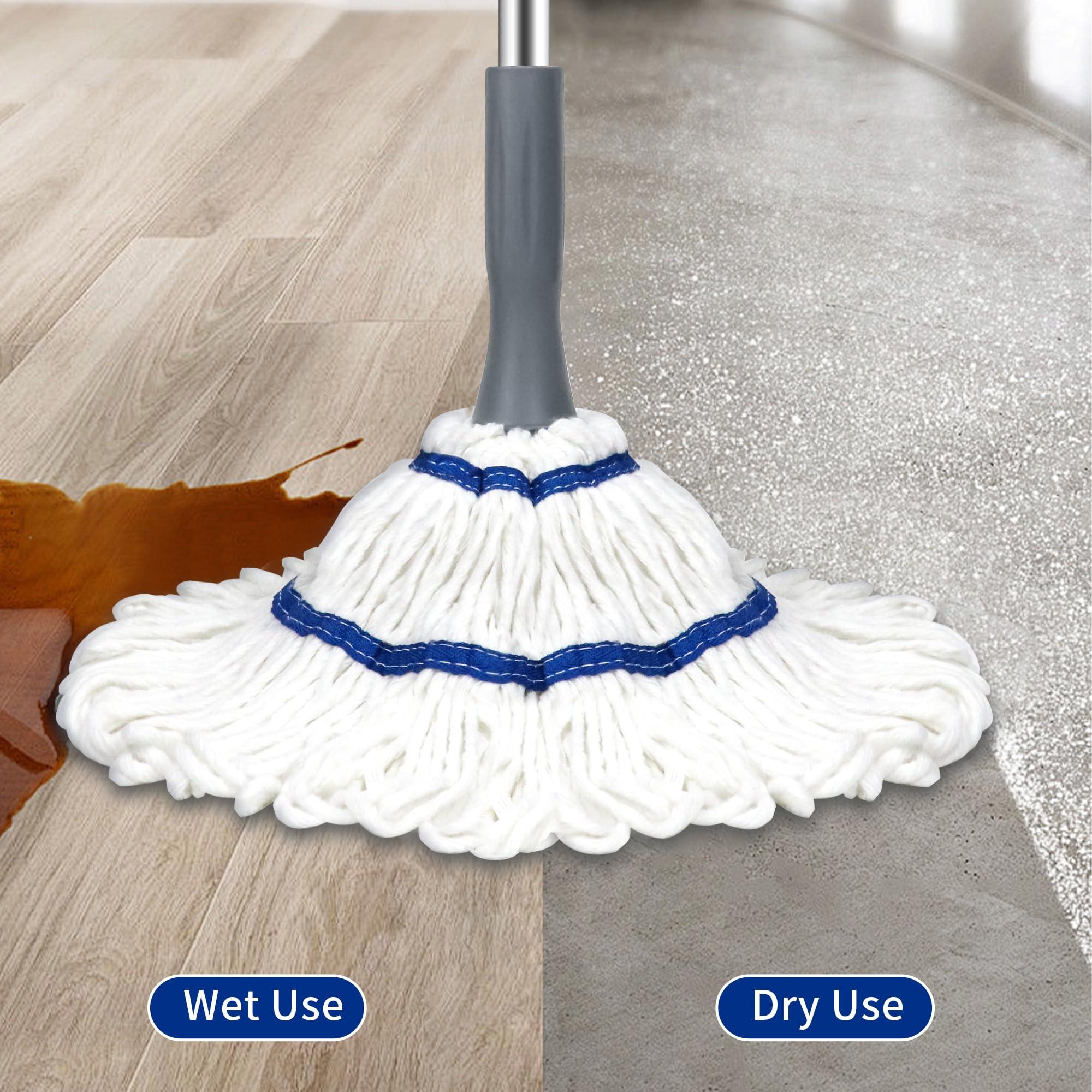 Silkyhose Self-Wringing Twist Mop Cotton Rotating Dry & Wet Mops with 2 Reusable Heads for Floor Cleaning Kitchen Bathroom Hardwood Vinyl Tile Laminate Household Office (White Style 2) - Image 6