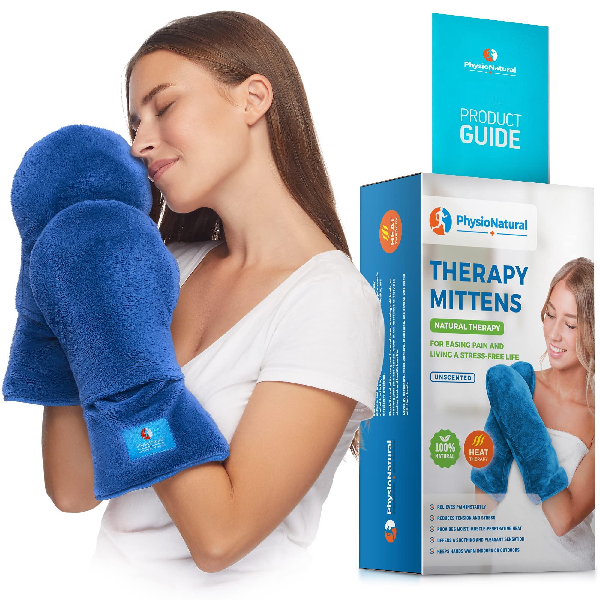 Microwavable Therapy Mittens with Flaxseed – Moist Heat Therapy Relief for Hands and Fingers in Cases of Stiff Joints, Trigger Finger, Inflammation, Raynaud's, Carpal Tunnel – Natural Unscented Gloves