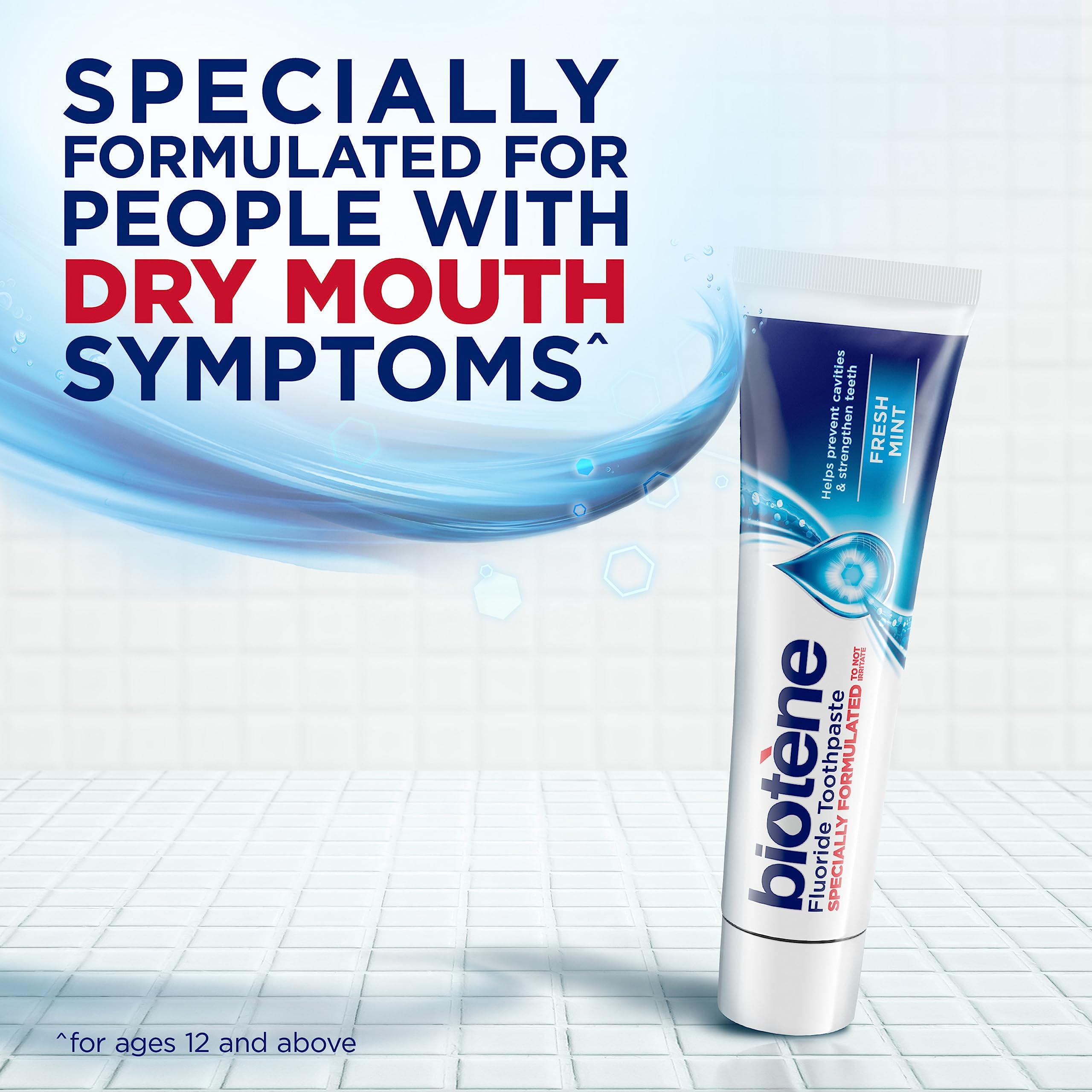 biotène Fluoride Toothpaste for Dry Mouth Symptoms, Bad Breath Treatment and Cavity Prevention, Fresh Mint - 4.3 oz - Image 2