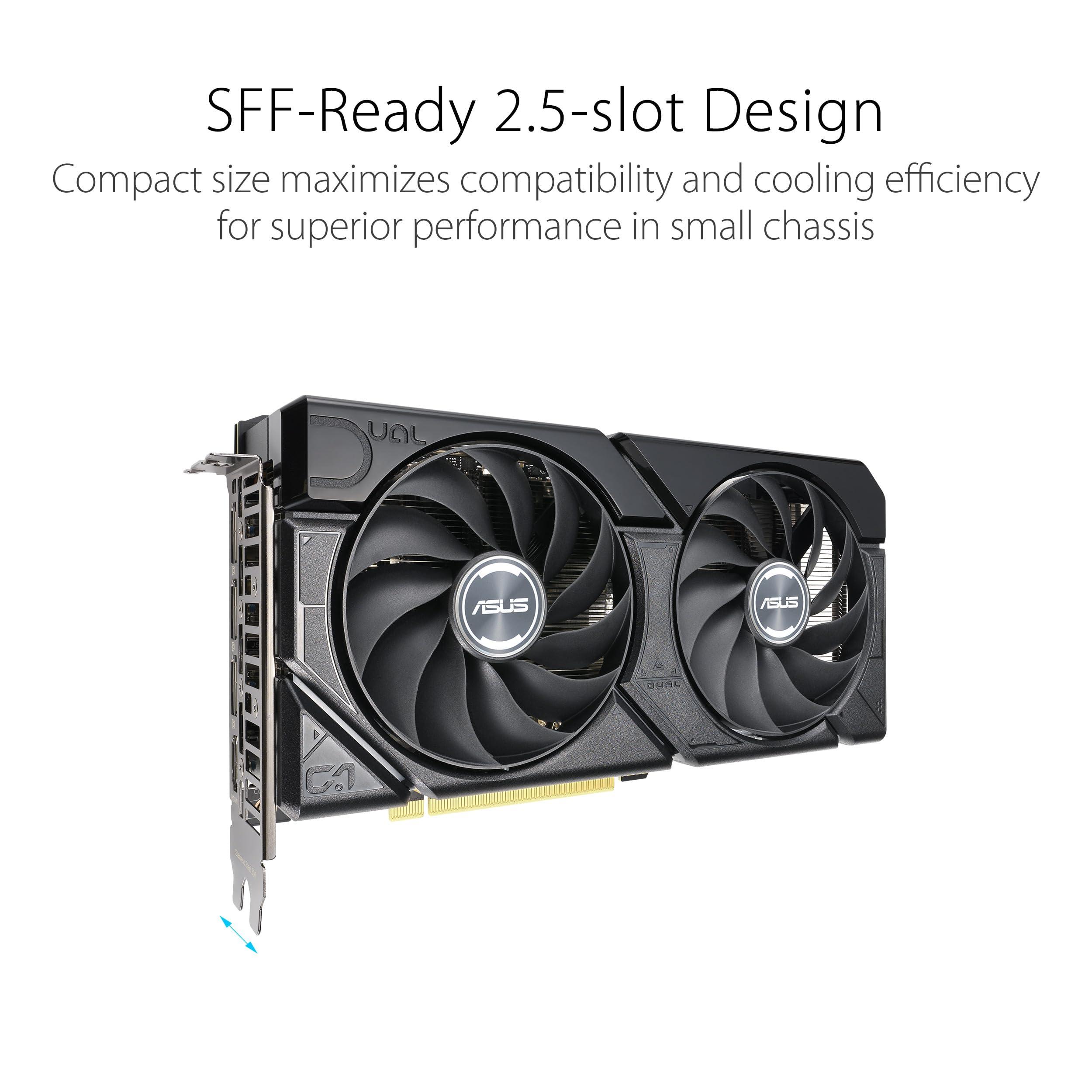 The SFF-ready ASUS Dual GeForce RTX™ 4070 EVO OC Edition 12GB GDDR6 (PCIe 4.0, 12GB GDDR6, DLSS 3, HDMI 2.1a, DisplayPort 1.4a, 2.5-slot design, Axial-tech fan design, 0dB technology) - Image 2