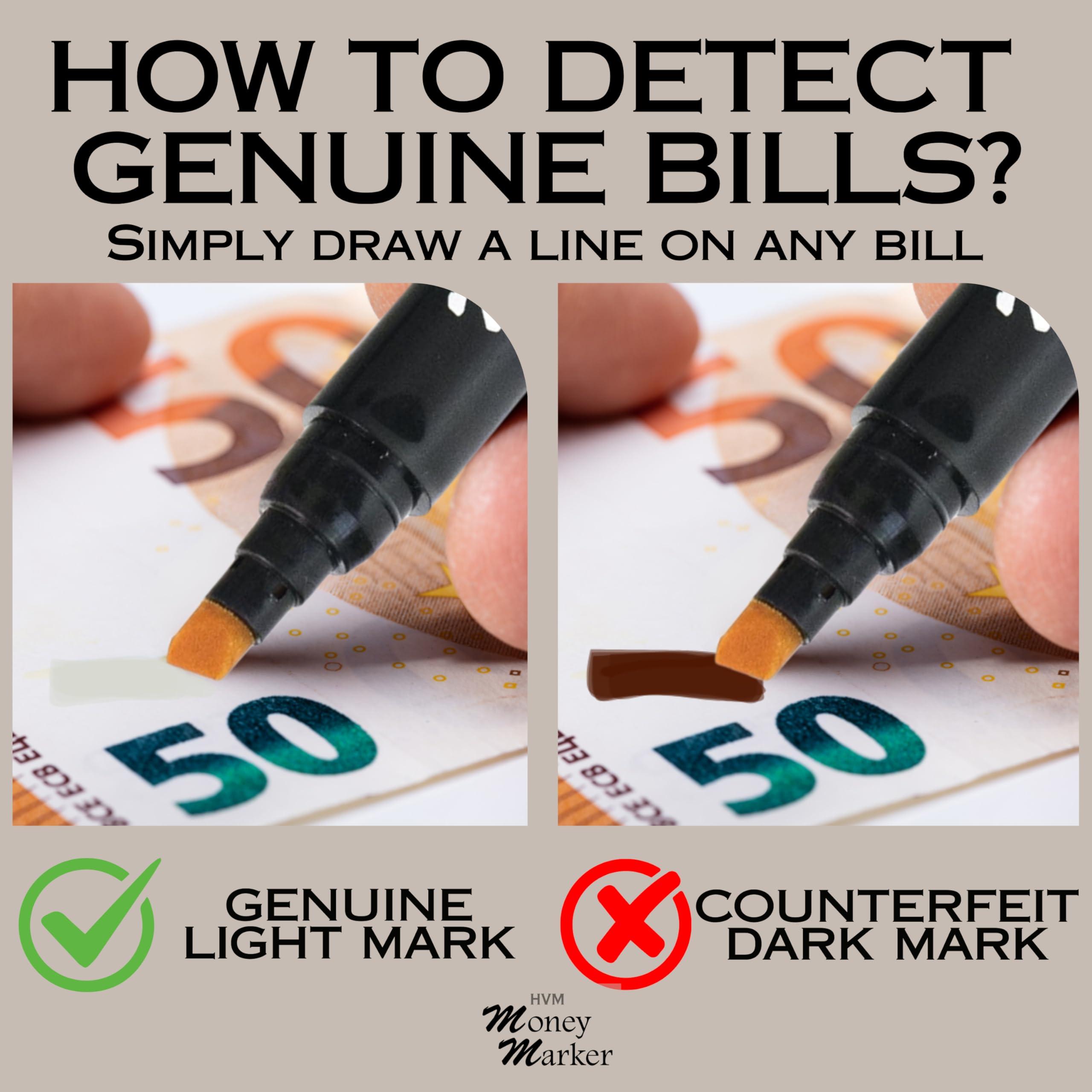 HVM Counterfeit Money Detector Pen (5 Counterfeit Pens) - Money Marker Bill Detector Pen with Upgraded Chisel Tip - Detect Fake Bills, Universal False Currency Checker Pack - Image 4