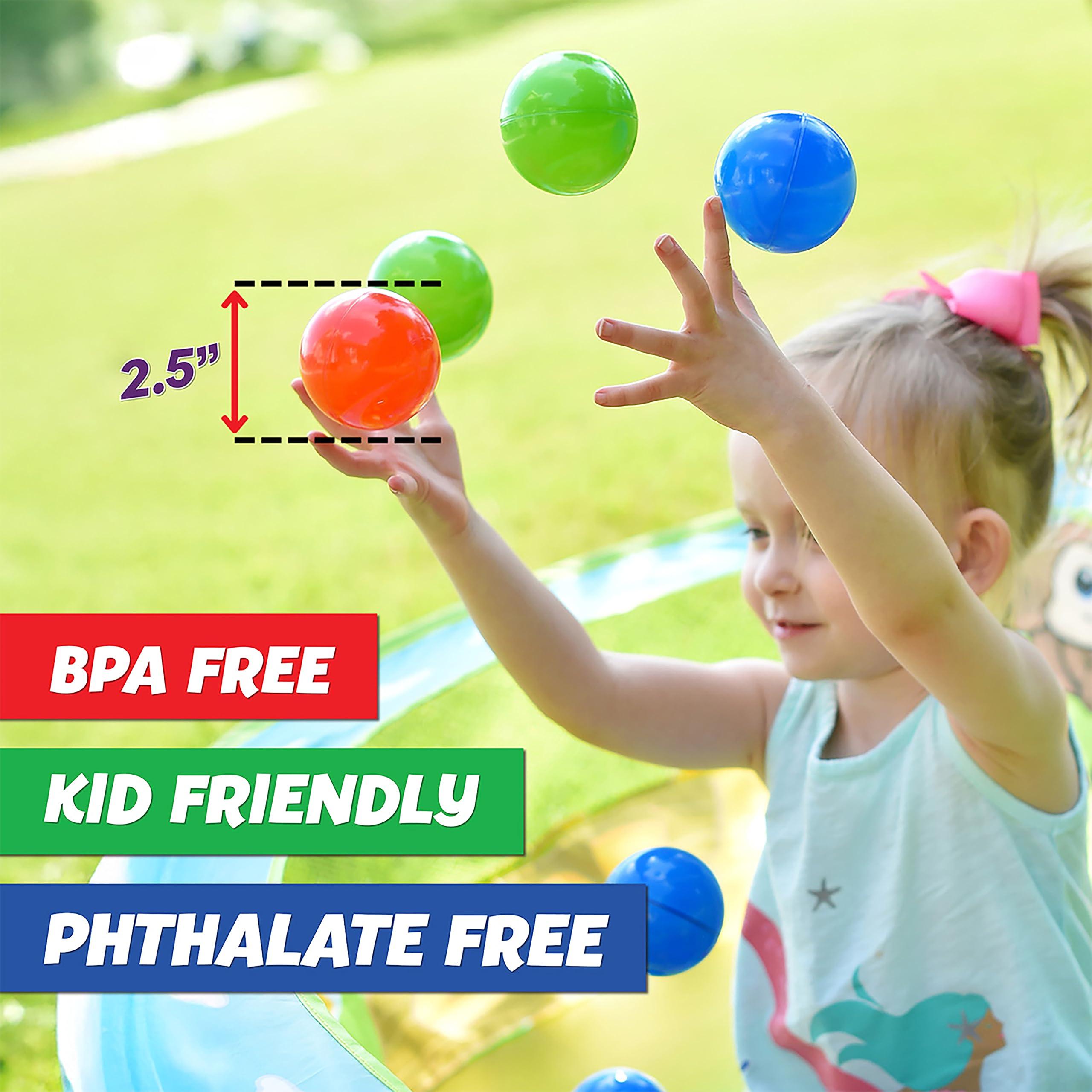 Sunny Days Entertainment 200 Premium Crush-Resistant Play Balls for Ball Pits – Non-Toxic, BPA & Phthalate Free – Vibrant Assorted Colors with Zippered Storage Bag (2.5" Diameter) - Image 4