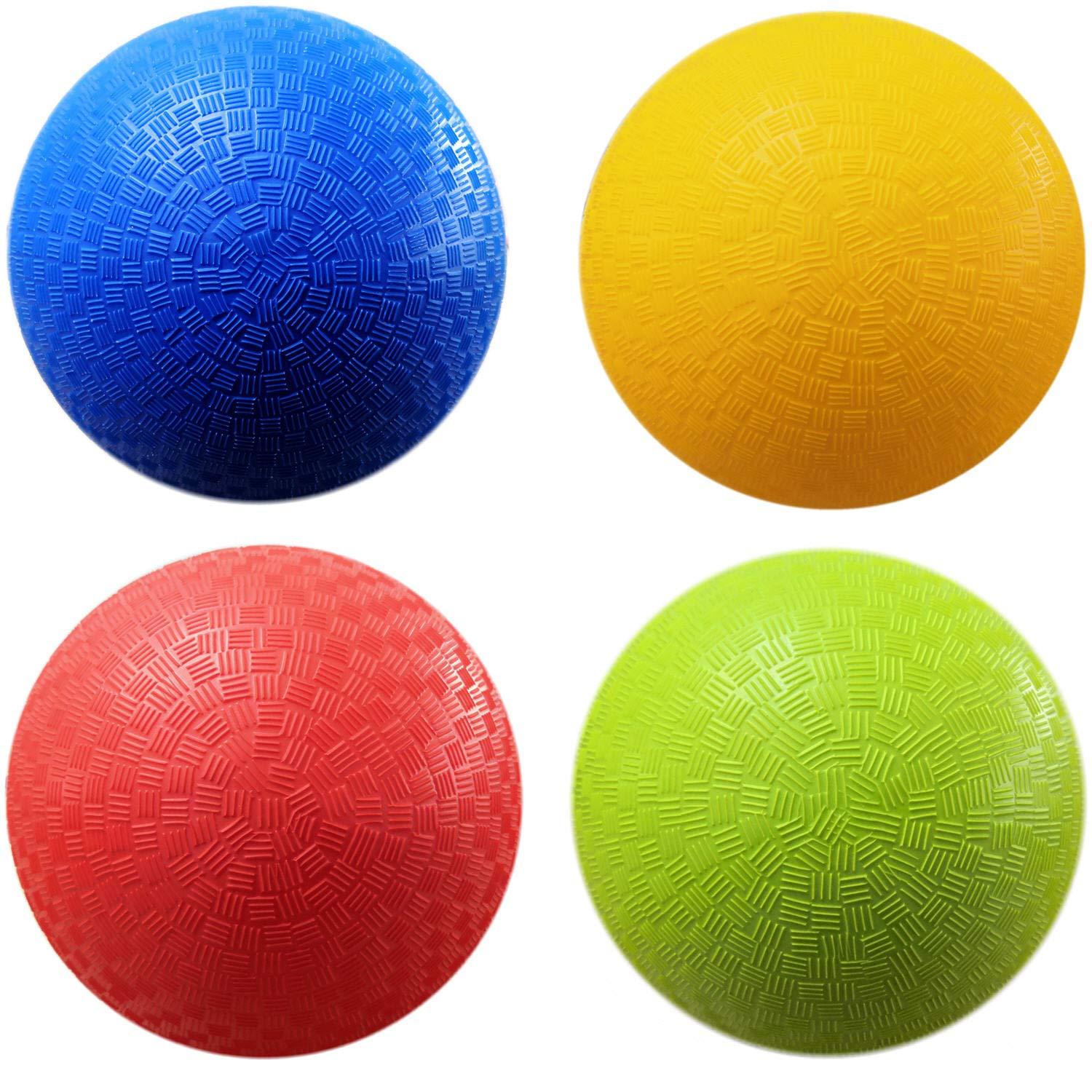AppleRound 8.5-inch Dodgeball Playground Balls, Pack of 4 Balls with 1 Pump, Official Size for Dodge Ball, Handball, Camps and Schools