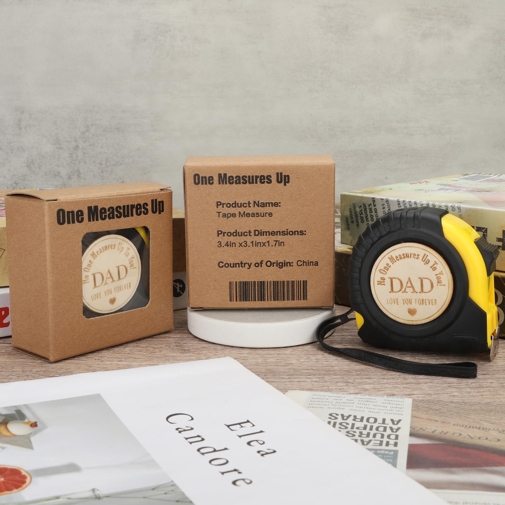 One Measures Up Gifts for Dad, Dad Gifts from Son Daughter, Fathers Day Birthday Christmas Gifts for Dad, Tool Gifts Woodworker Carpenter Gifts, No One Measures Up to You, Engraved Tape Measure 25 FT - Image 9