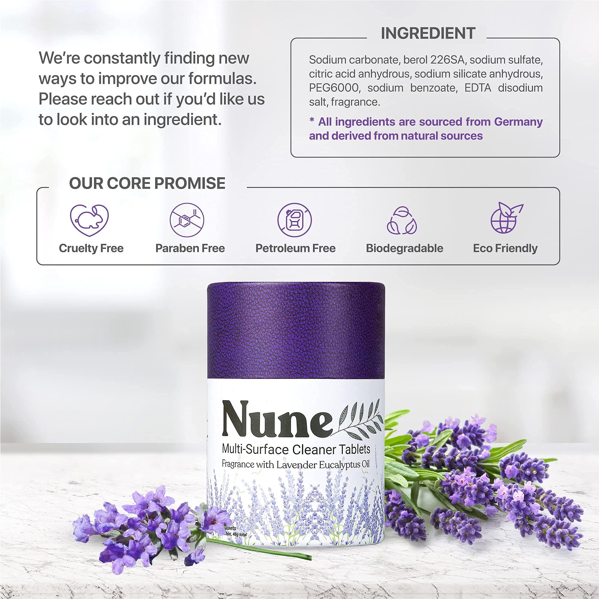 Nune Multi-Purpose Cleaner Refills - All Purpose Cleaning Tablets 6 Pack - 144 fl oz total (24 fl oz each) - Shower, Counter, Floor, Furniture, Bathroom - Non-Toxic and Effective - Lavender Fragrance - Image 5