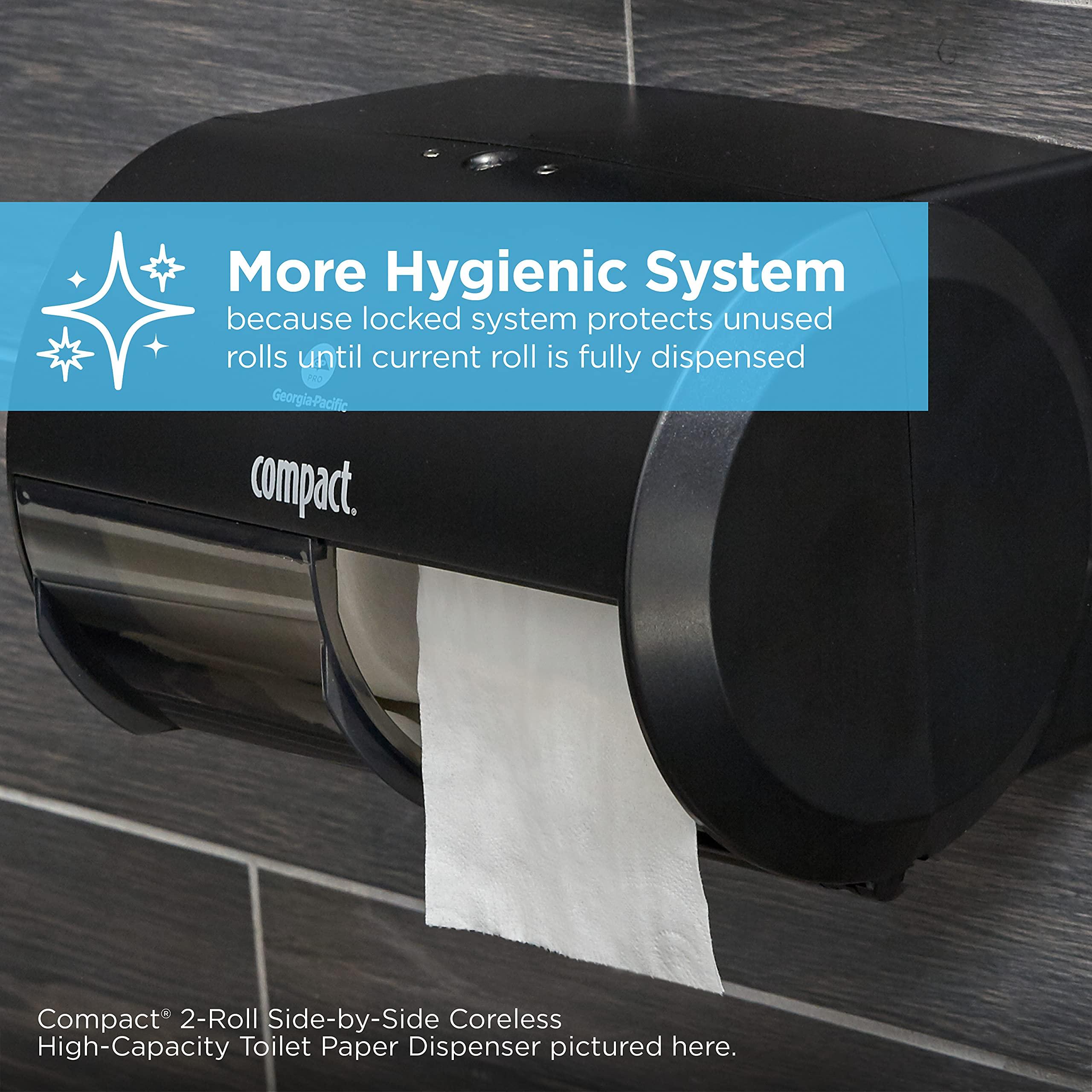 Compact 2-Roll Side-by-Side Coreless High-Capacity Toilet Paper Dispenser by GP PRO (Georgia-Pacific), Black, 56784A, 1 Dispenser - Image 5