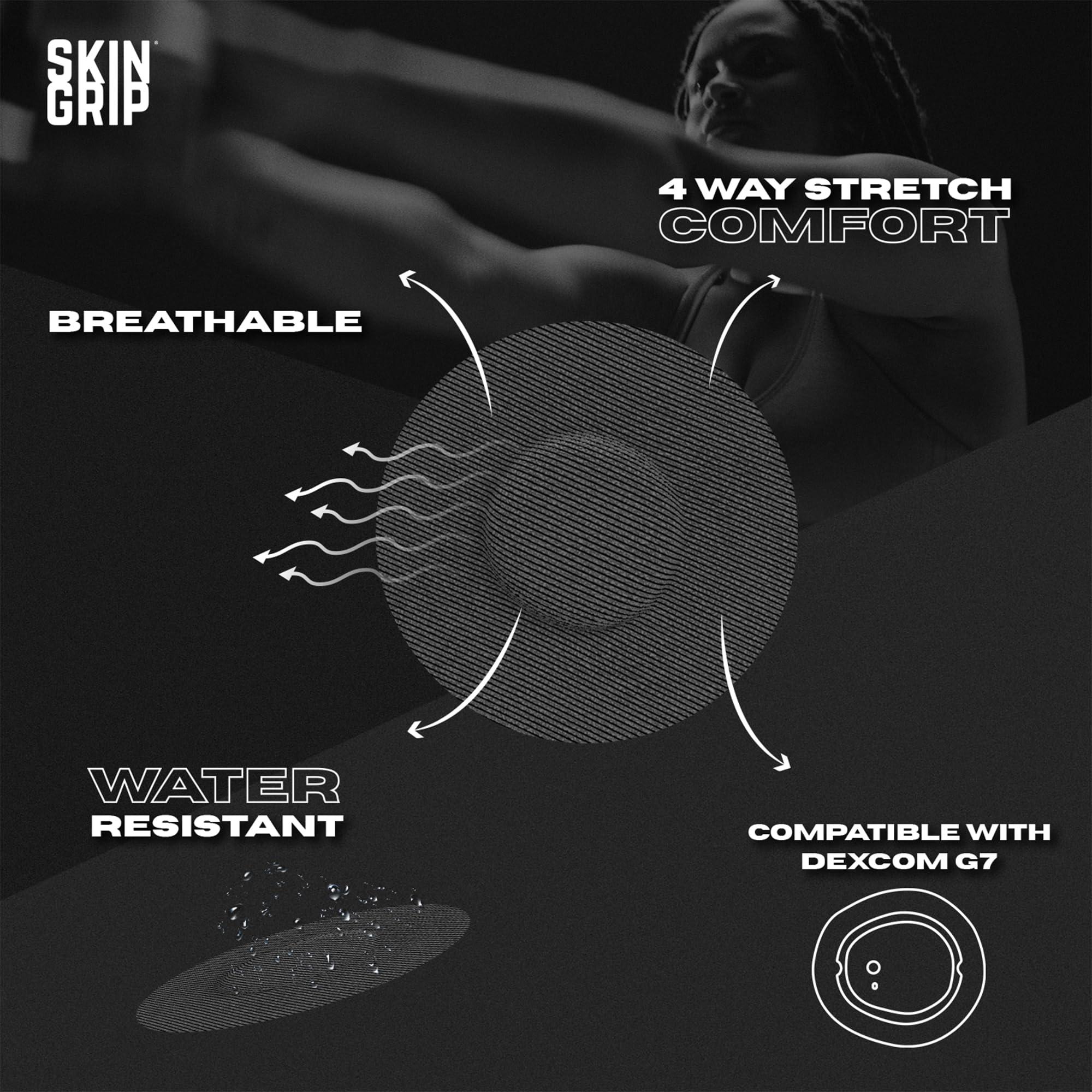 Skin Grip Adhesive Patches Compatible with Dexcom G7 & Stelo CGM – Waterproof & Sweatproof Cover for Continuous Glucose Monitor Sensor, Stays Secure for 10-15 Days – 20 Pack, Black - Image 2