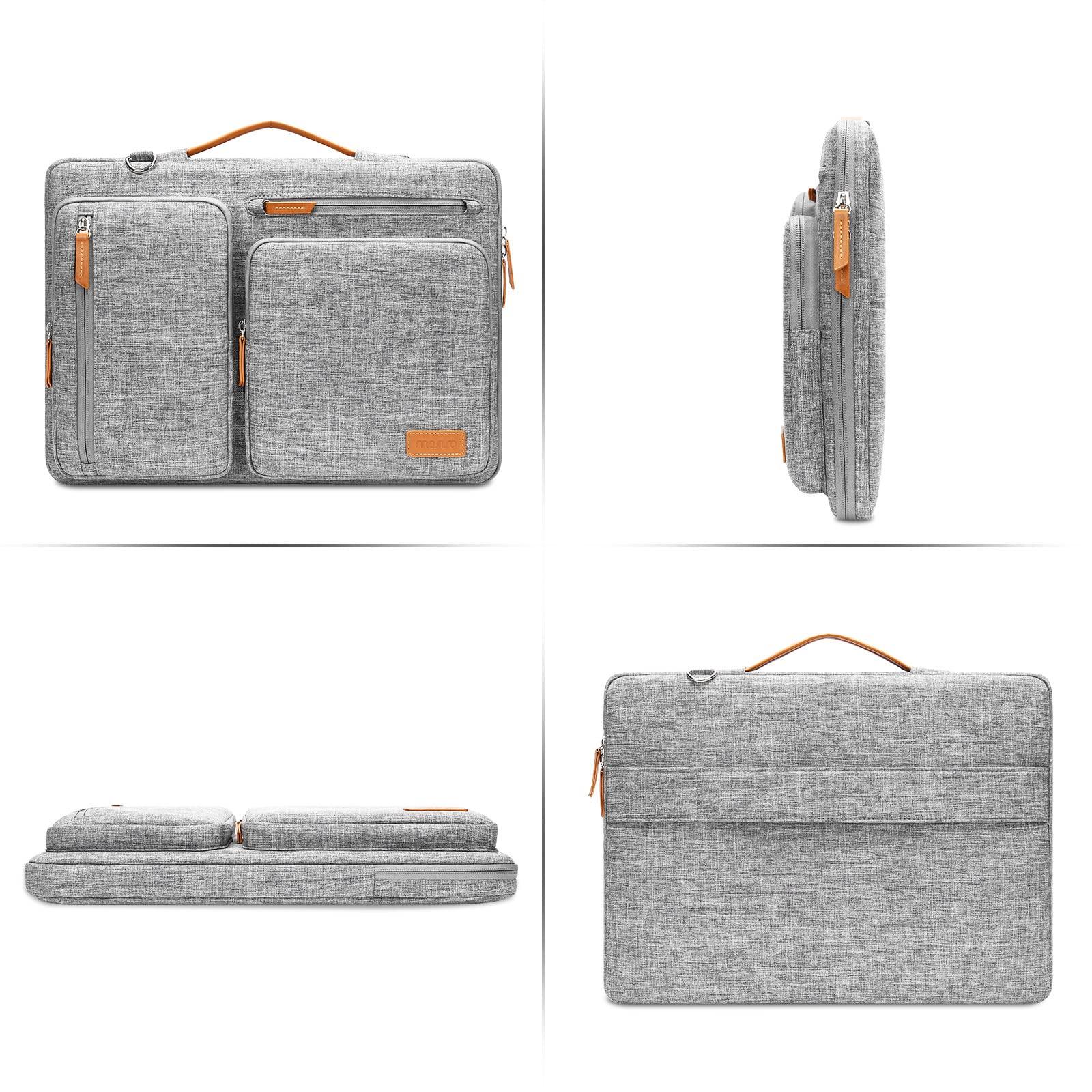 MOSISO 360 Protective Laptop Shoulder Bag,15-15.6 inch Computer Bags Compatible with MacBook Pro 16 inch, HP, Dell, Lenovo, Asus Notebook,Side Open Messenger Bag with 4 Zipper Pockets, Gray - Image 5