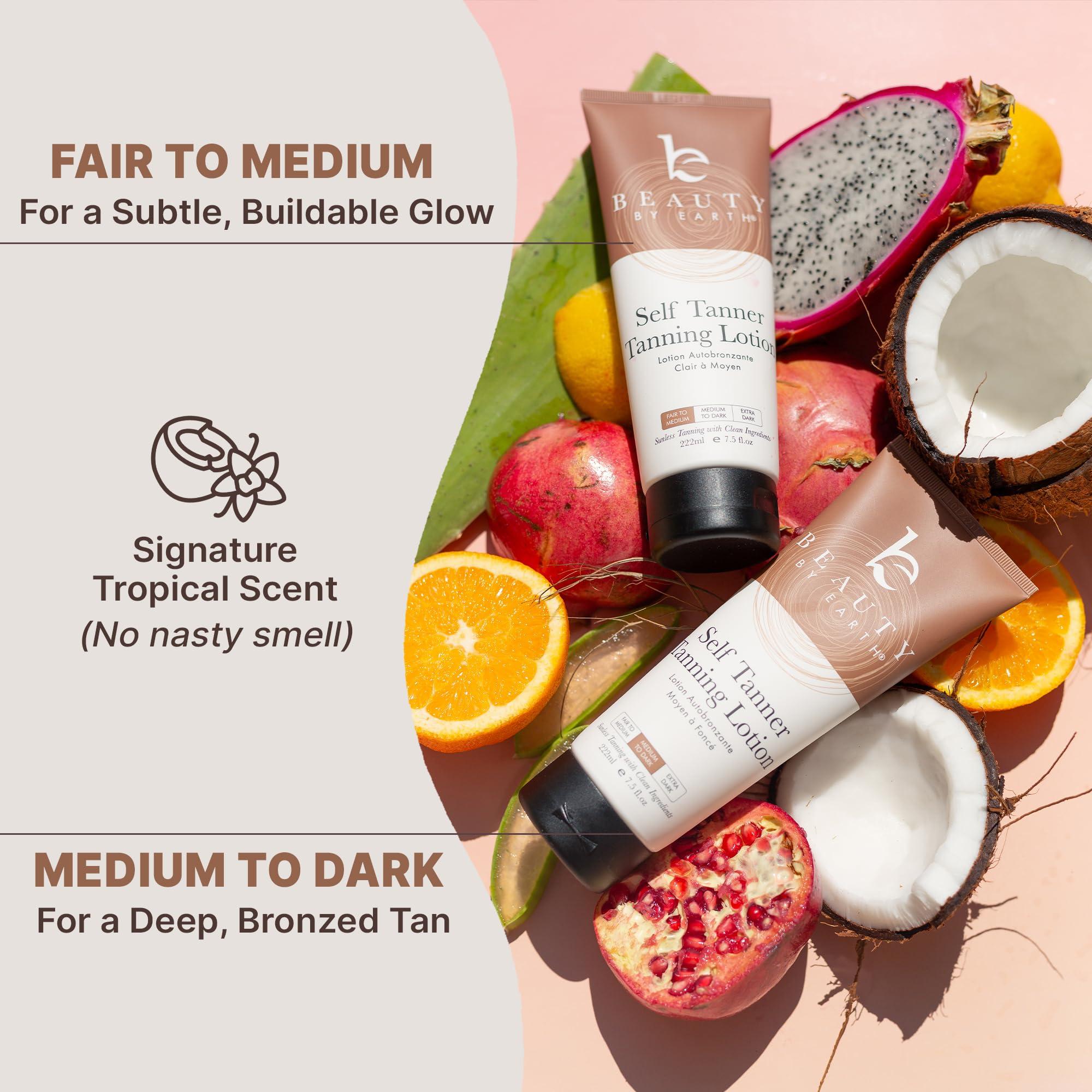 Beauty by Earth Self Tanner - USA Made with Natural & Organic Ingredients, Moisturizing Self Tanning Lotion with Aloe Vera & Coconut for a Natural Glow, Streak-Free Fake Tan, Medium to Dark - Image 7