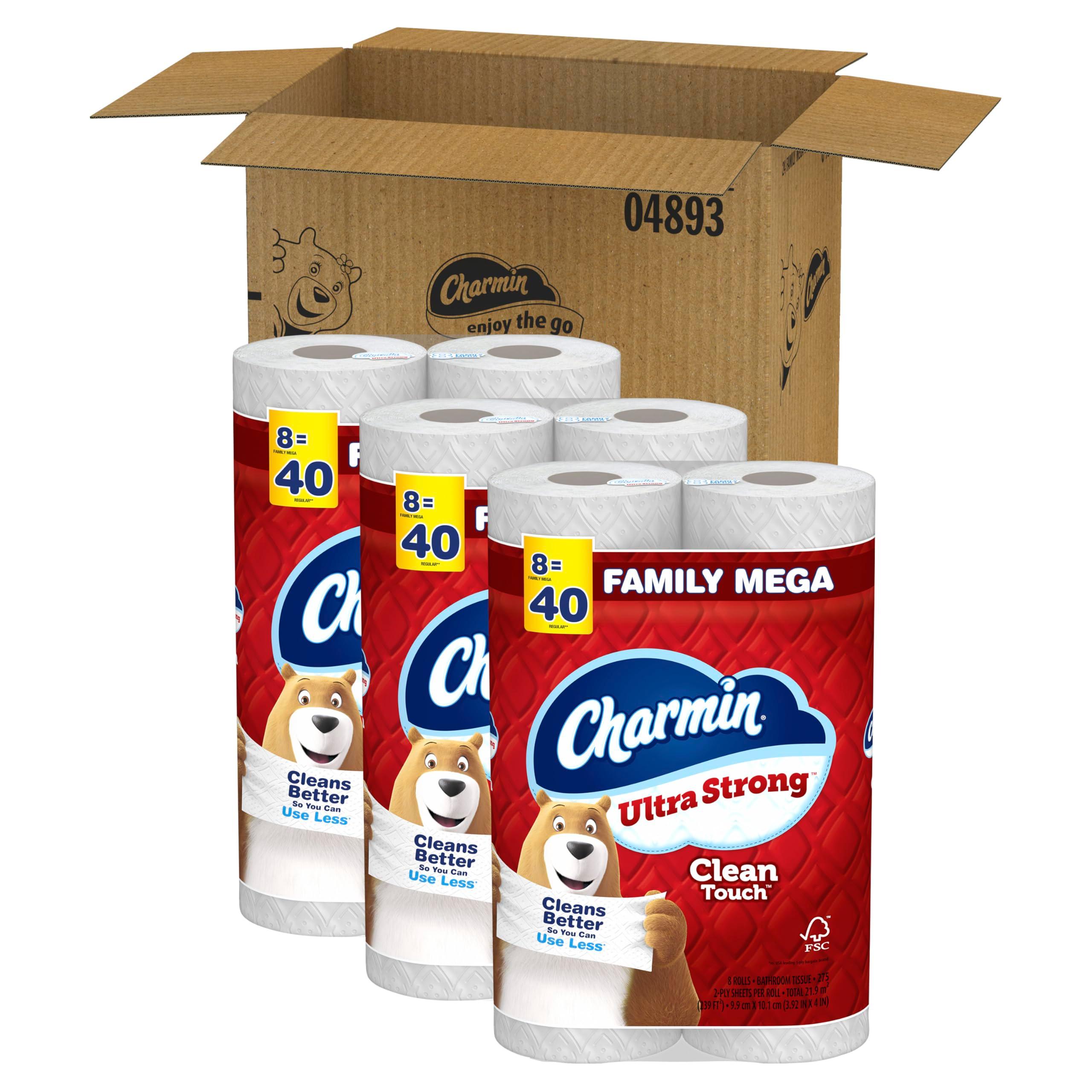 Charmin Ultra Strong Clean Touch Toilet Paper, 24 Family Mega Rolls = 120 Regular Rolls - Image 8