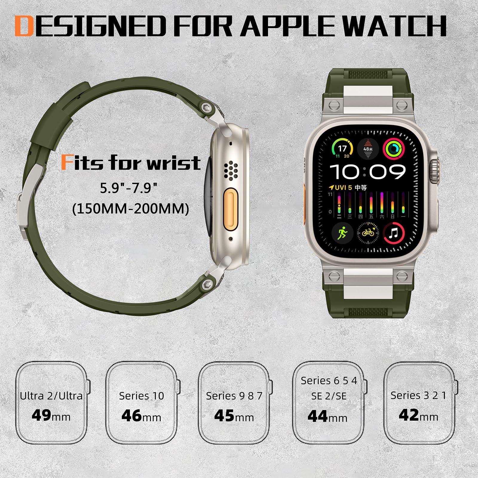Bandletic R-Lite Fit Magnetic Watchband + R-Steel Military Band Compatible with Apple Watch 49mm/46mm/45mm/44mm/42mm(3/2/1) Men Women - Image 9