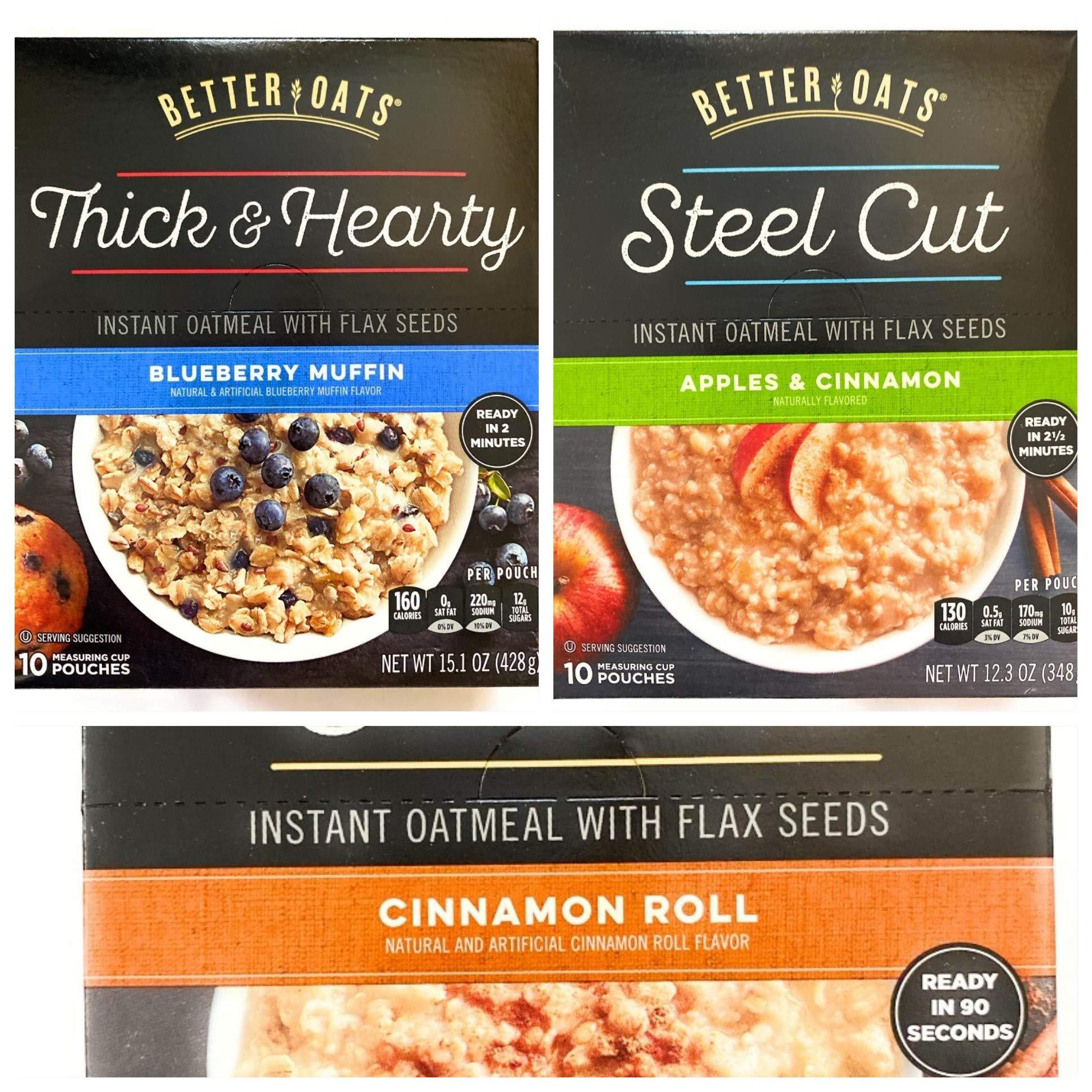 Better Oats Instant Oatmeal - 3 Flavor Variety Pack of 10 pouches each, including Blueberry Muffin, Cinnamon Roll and Apples & Cinnamon for a total of 30 Packets of oatmeal. - Image 6