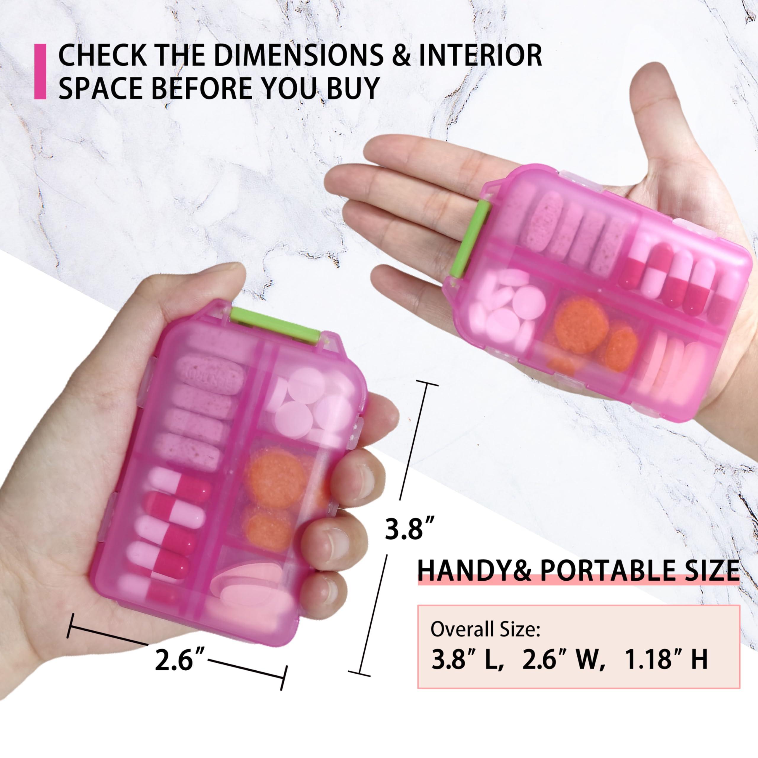 Pill Organizer with Medicine Labels Travel Daily Pill Container Mini Medication Organizer Storage Pill Organizer Travel Essentials Pill Case 7 Day (Pink & 161 Lables) - Image 4