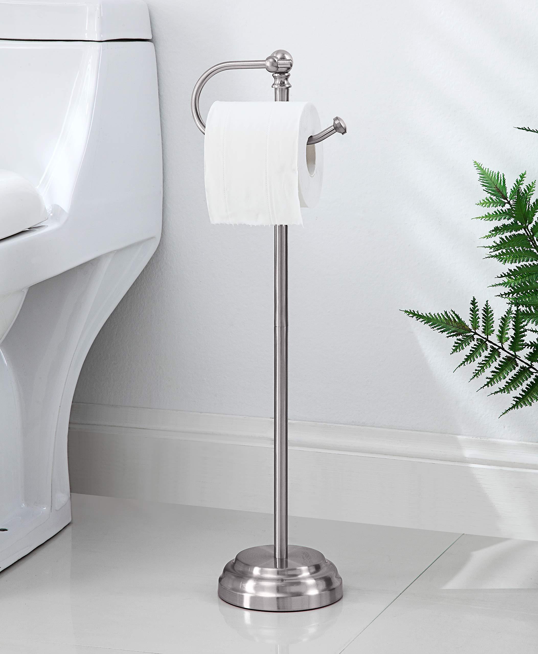 SunnyPoint Classic Bathroom Free Standing Toilet Tissue Paper Roll Holder Stand - Image 2