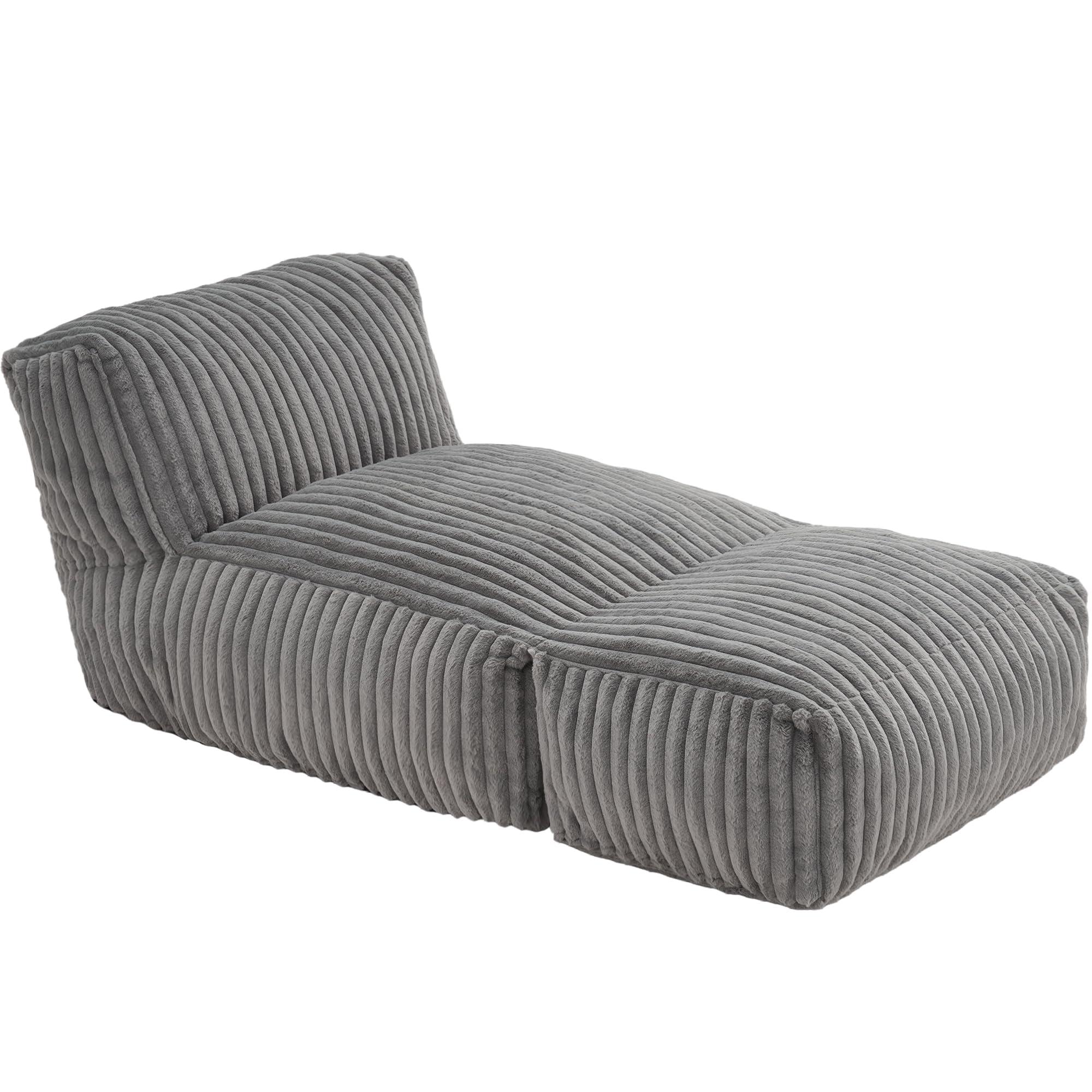 Hobestluk Big Bean Bag Lounger Chairs Large Beanbag Chair for Adults Bean Bag Sofa with Memory Foam Filled for Living Room, Bedroom or Balcony (Grey) - Image 8