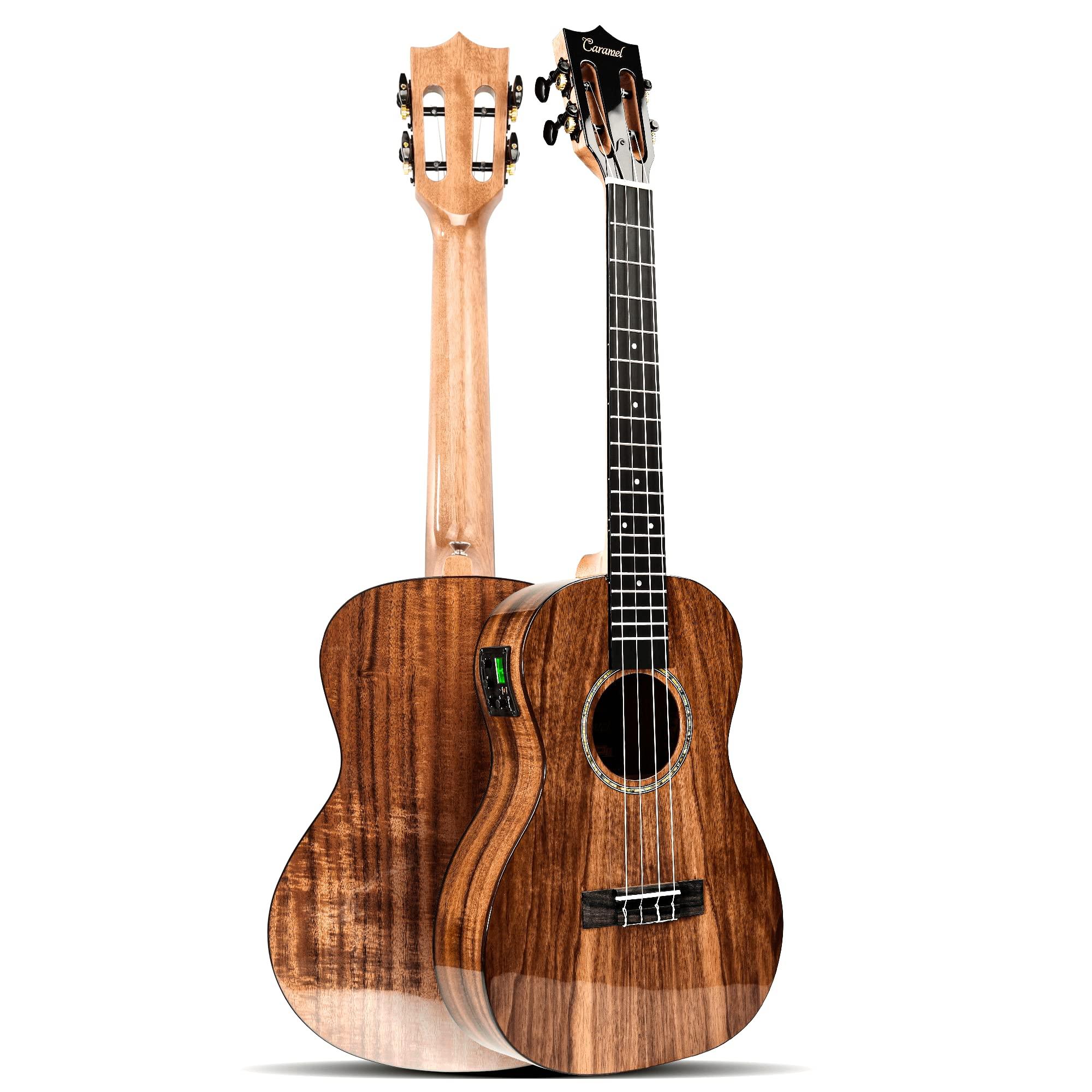 Caramel All Solid Acacia Glossy Baritone Acoustic & Electric Ukulele