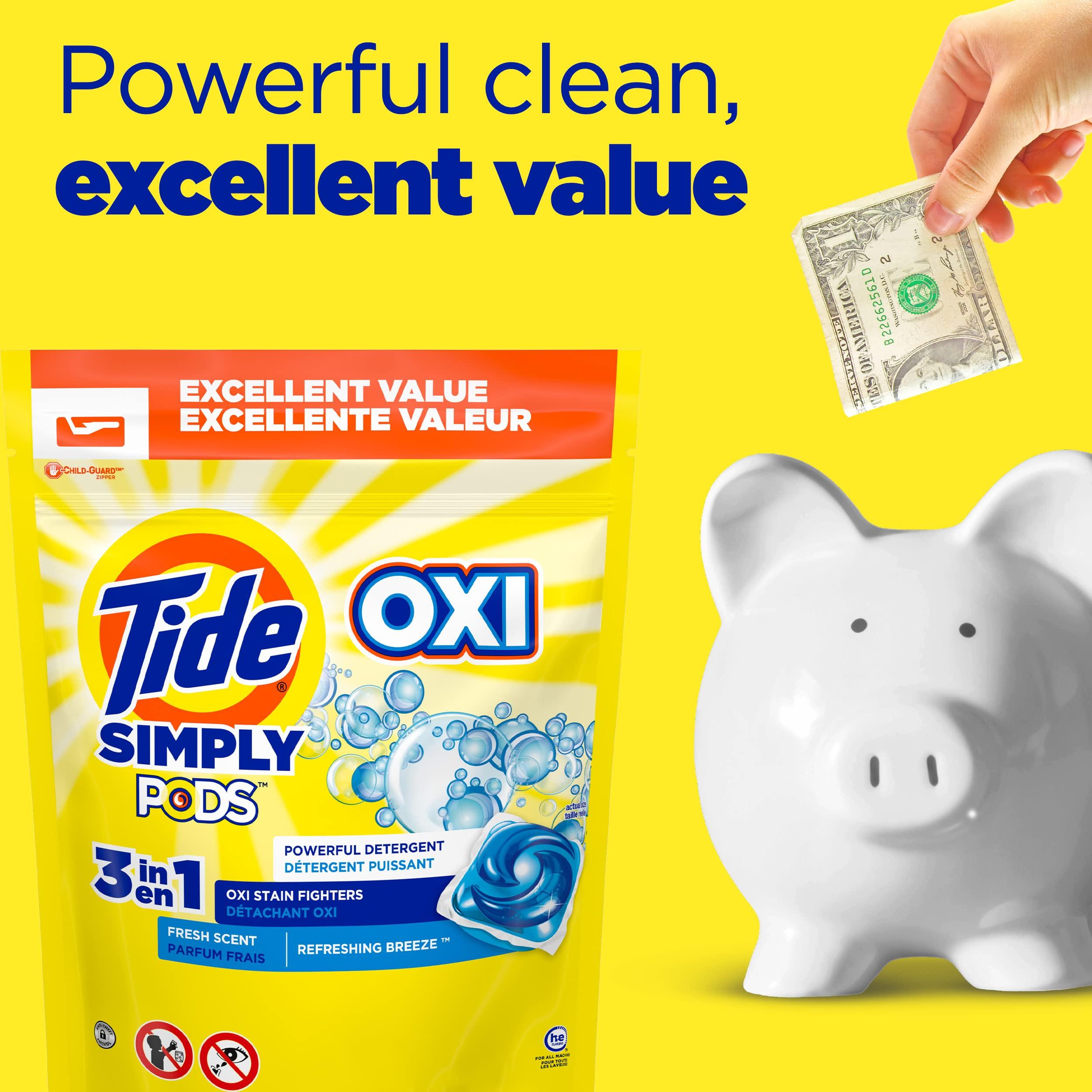 Tide Simply Pods + Oxi Laundry Detergent Soap Pods, Refreshing Breeze, 55 Count, 30 ounces - Image 7