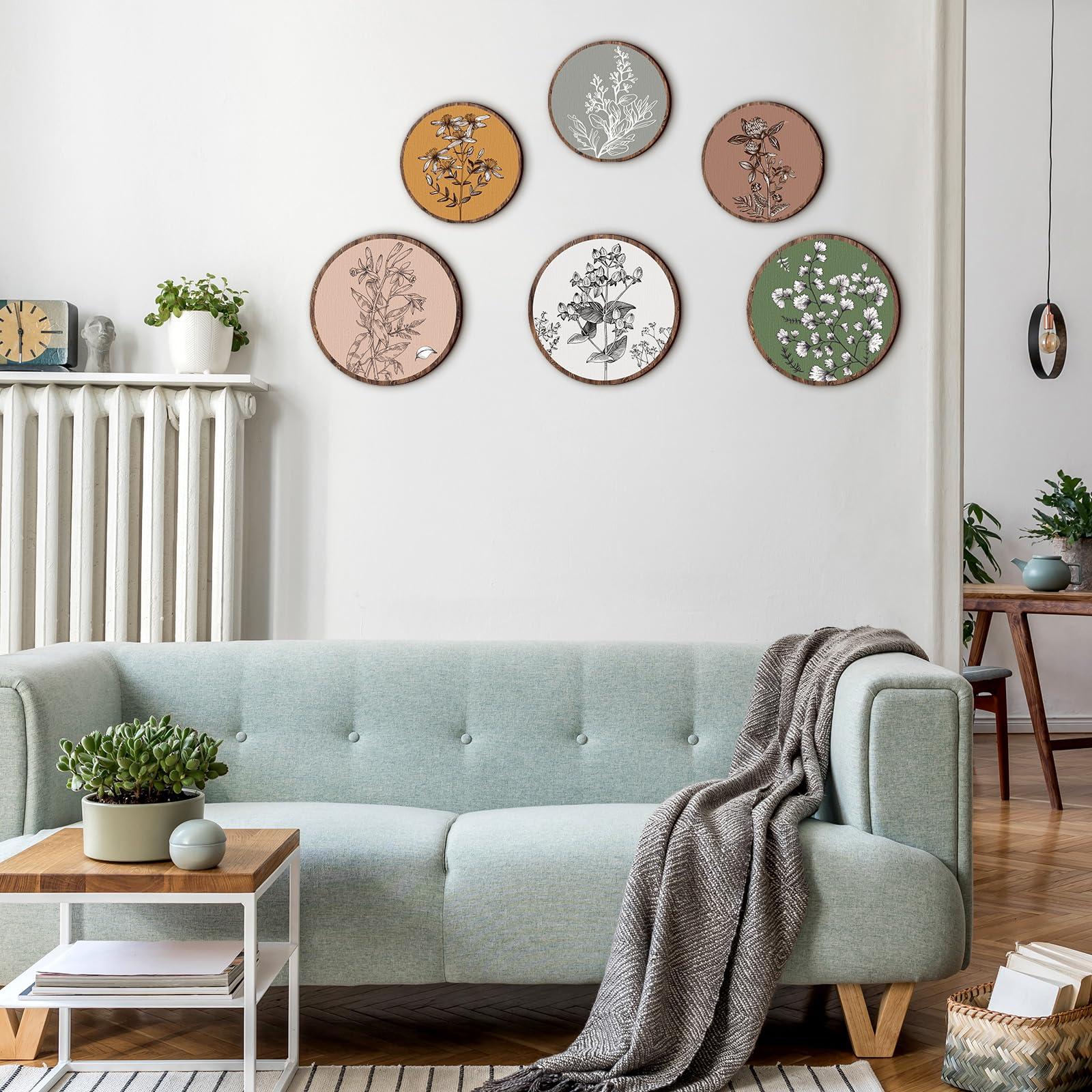 Barydat 6 Pieces Boho Plant Wall Art Decor Wooden Boho Farmhouse Rustic Bohemian Wall Hanging for Bedroom Living Room Office (Retro,8 Inch, 10 Inch) - Image 5
