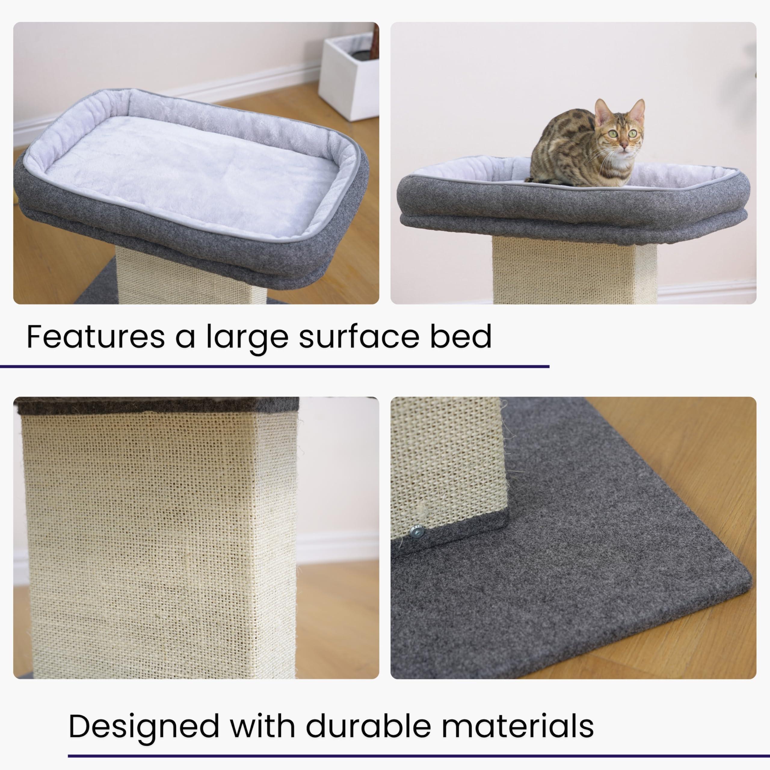 Catry Mellow 2-Level 19" Cat Tree with Large Washable Replaceable Bed, Big Sisal Post, Quick Assembly, Built to Last, Ideal for Small to Large Cats, Grey - Image 7
