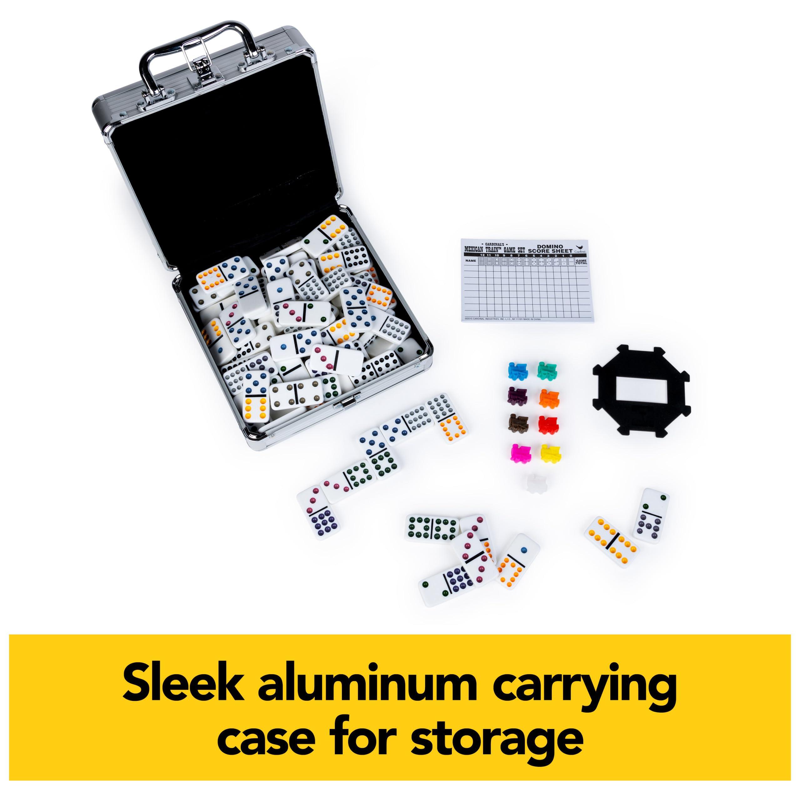 Spin Master Games, Mexican Train Dominoes Set in Aluminum Carry Case, Includes Colorful Trains for Fun-Filled Family Game Night, for Kids & Family, 2-8 Players, for Ages 8 & Up - Image 4