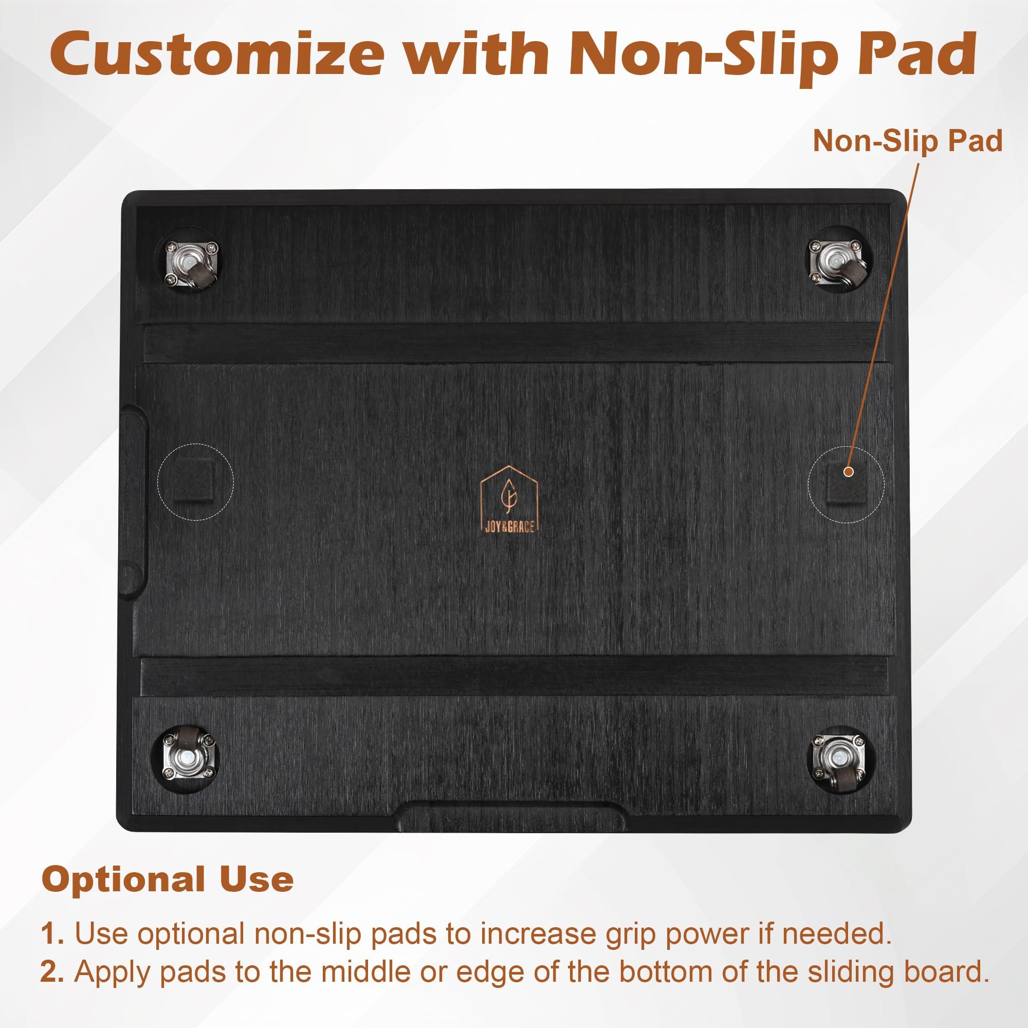 Joy&Grace Appliance Slider for Kitchen Appliances 360° Rolling Sliding Tray for Coffee Maker Countertop, Bamboo Coffee Pot Slider Rolling Tray with Universal Rollers (Black, Large 16"x13") - Image 8