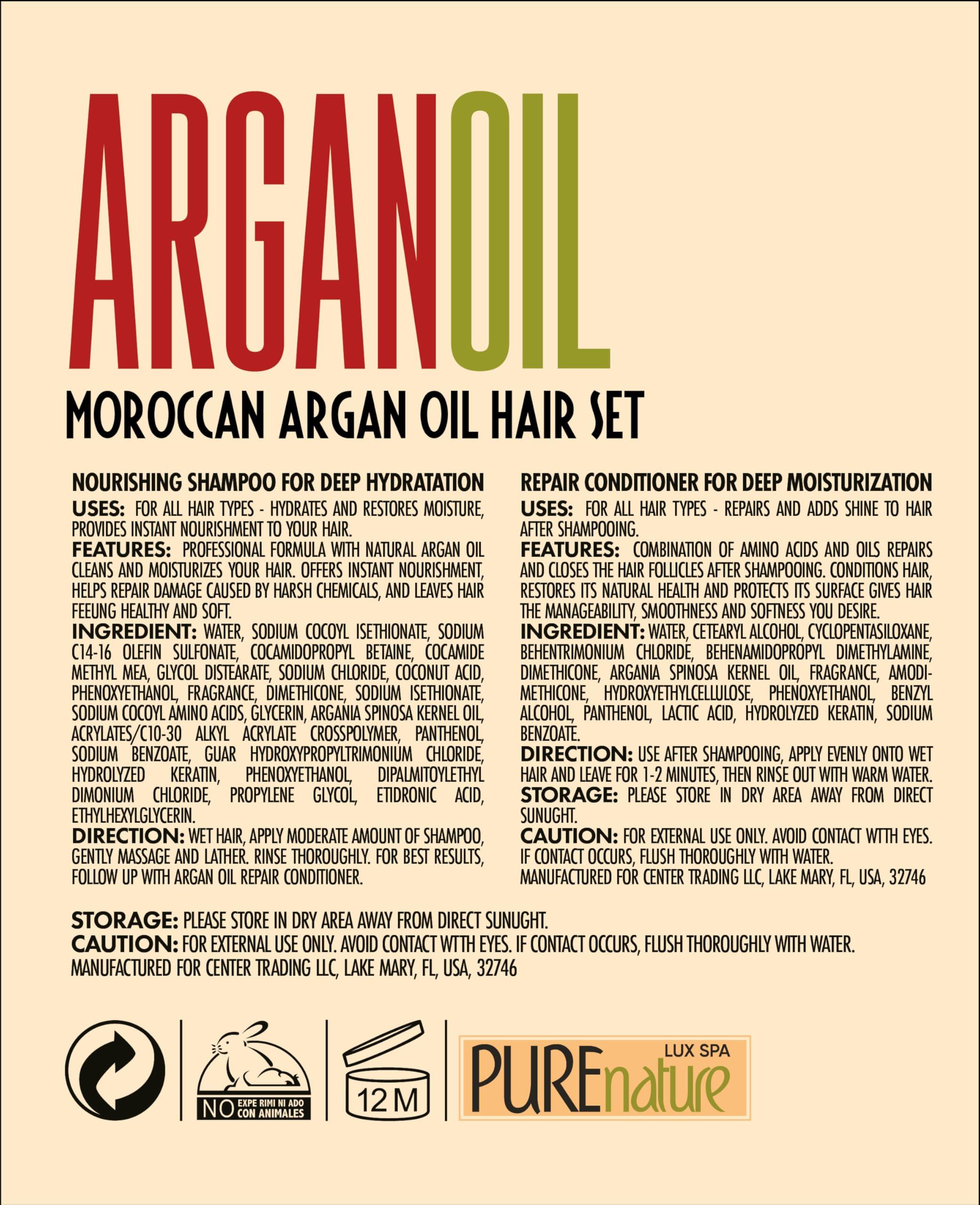 Argan Oil Shampoo and Conditioner Set - Sulfate Free Moroccan Care with Keratin - For Curly, Straight, Dry and Damaged Hair - Moisturizing, Hydrating, Anti Frizz Salon Technology - Image 7