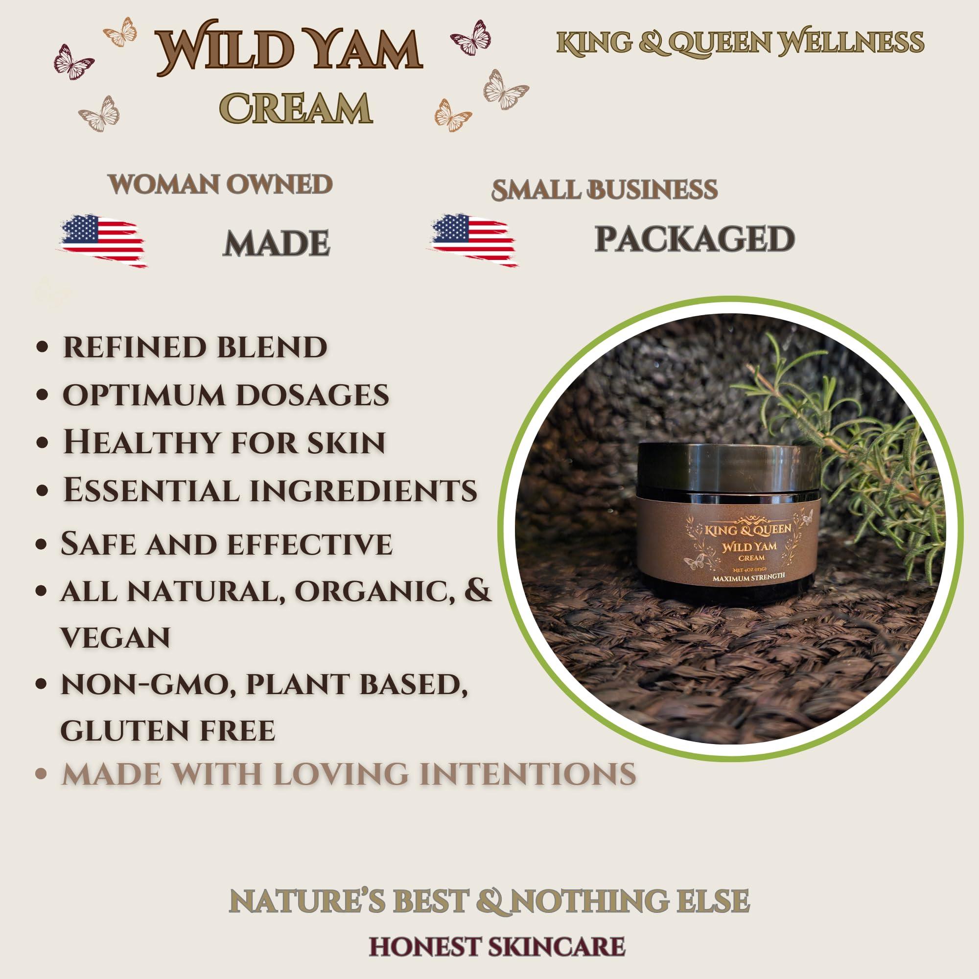 Wild Yam Cream – Women’s Daily Botanical Topical with Red Clover, Chaste Tree, and Schisandra – Clean Plant-Based Skin Moisturizer – 4oz – King & Queen Wellness STANDARD STRENGTH - Image 3
